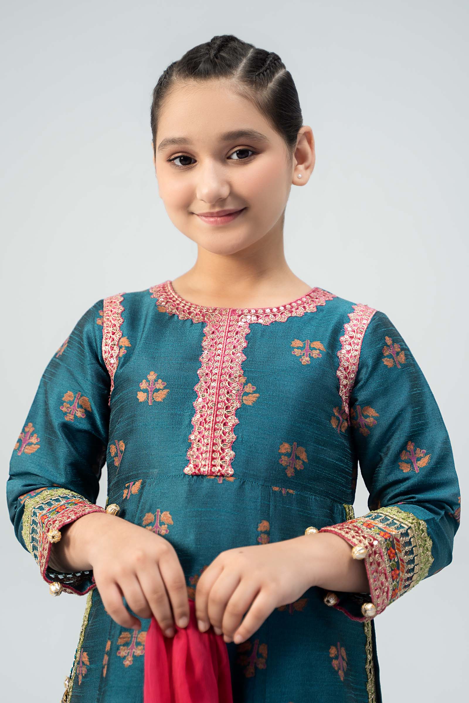 Maria B | 3 Piece Embroidered Raw Silk Suit | MKS-W24-33 - by - Libasekhas UK - Registered Vendor of : Maria B - 100% Original Designer Dresss