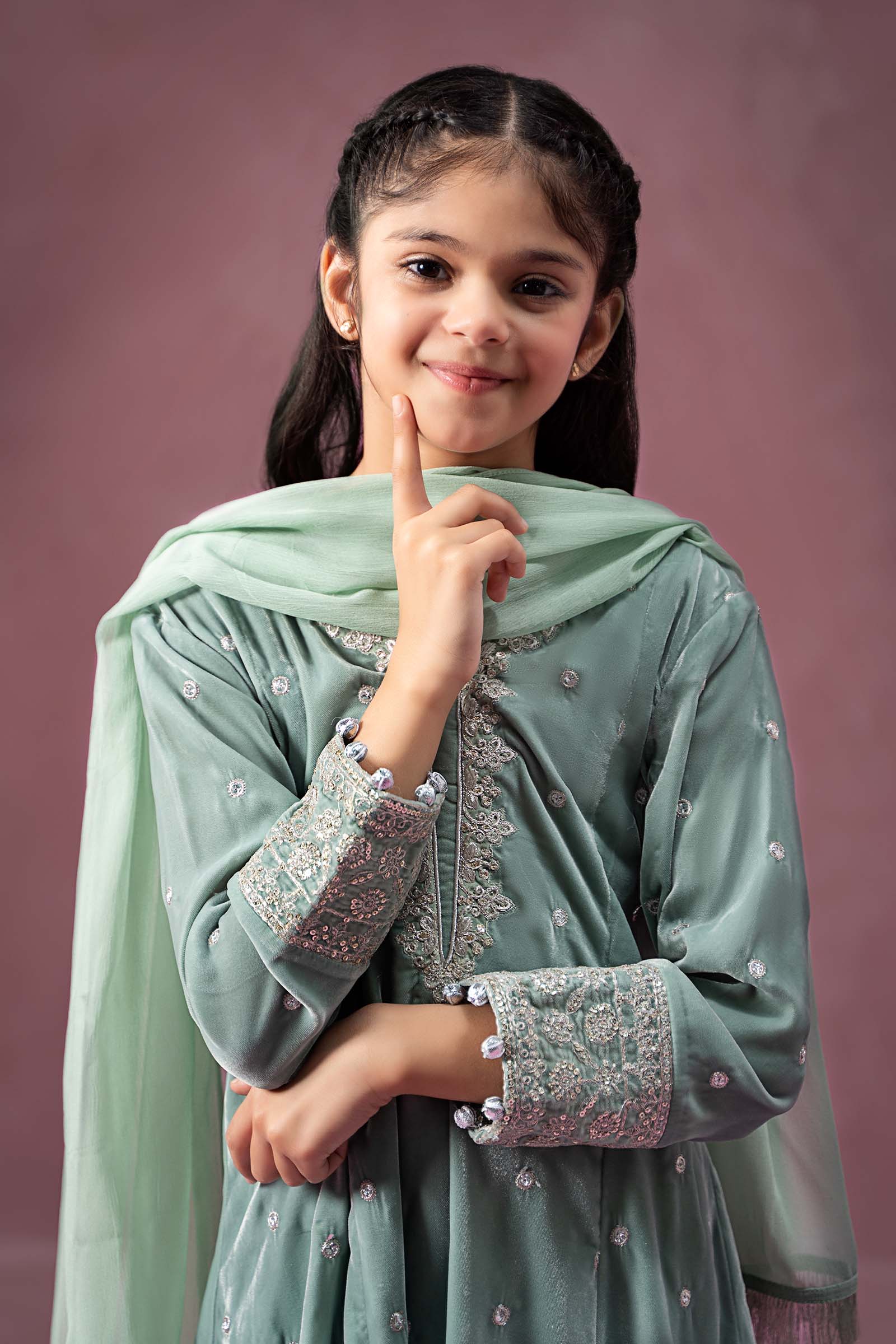 Maria B | 3 Piece Embroidered Velvet Suit | MKS-W24-38