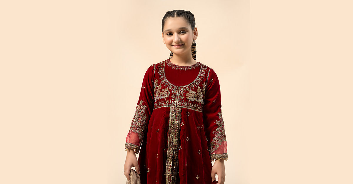Maria B | 3 Piece Embroidered Velvet Suit | MKS-W24-40 - by - Libasekhas UK - Registered Vendor of : Maria B - 100% Original Designer Dresss