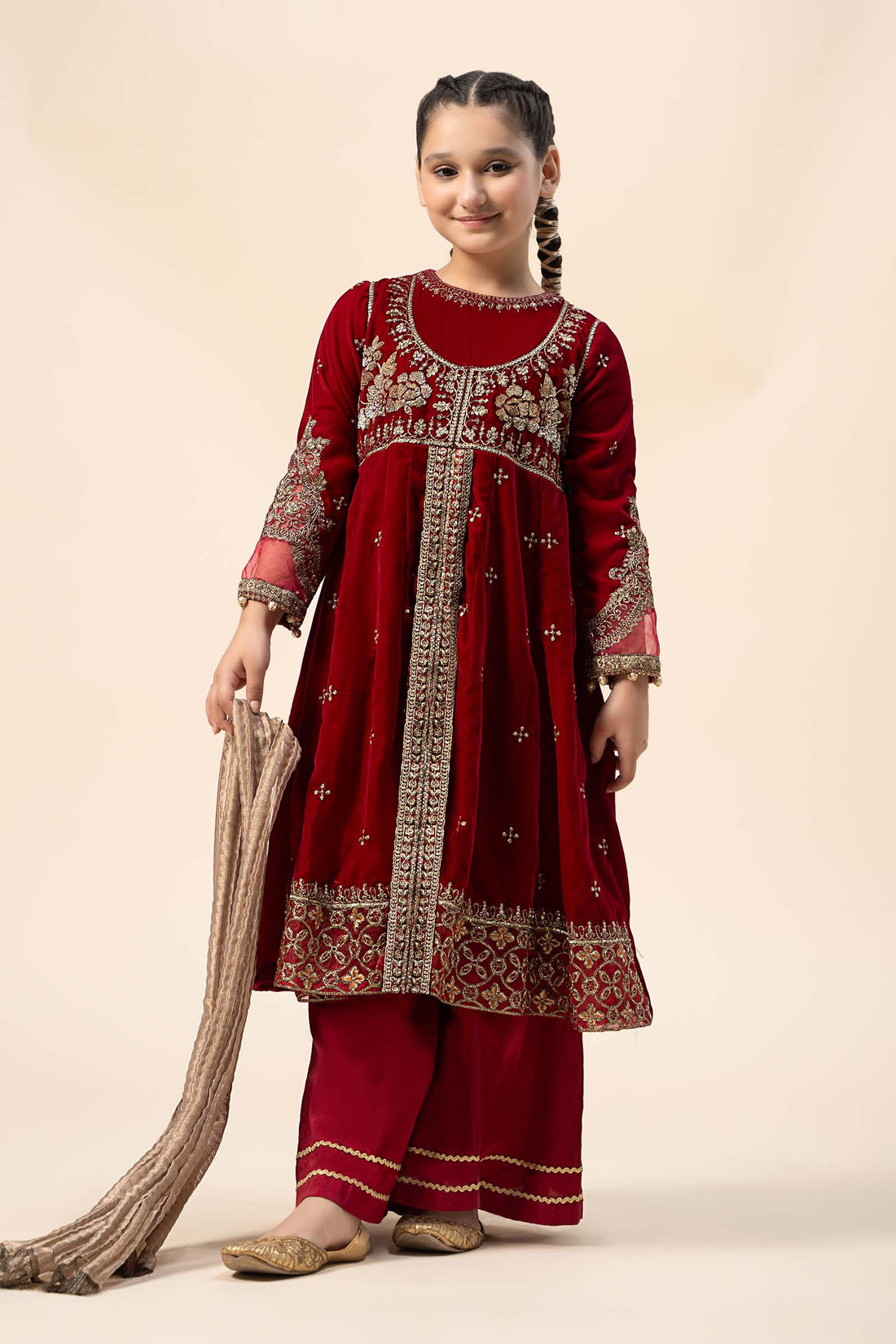 Maria B | 3 Piece Embroidered Velvet Suit | MKS-W24-40 - by - Libasekhas UK - Registered Vendor of : Maria B - 100% Original Designer Dresss