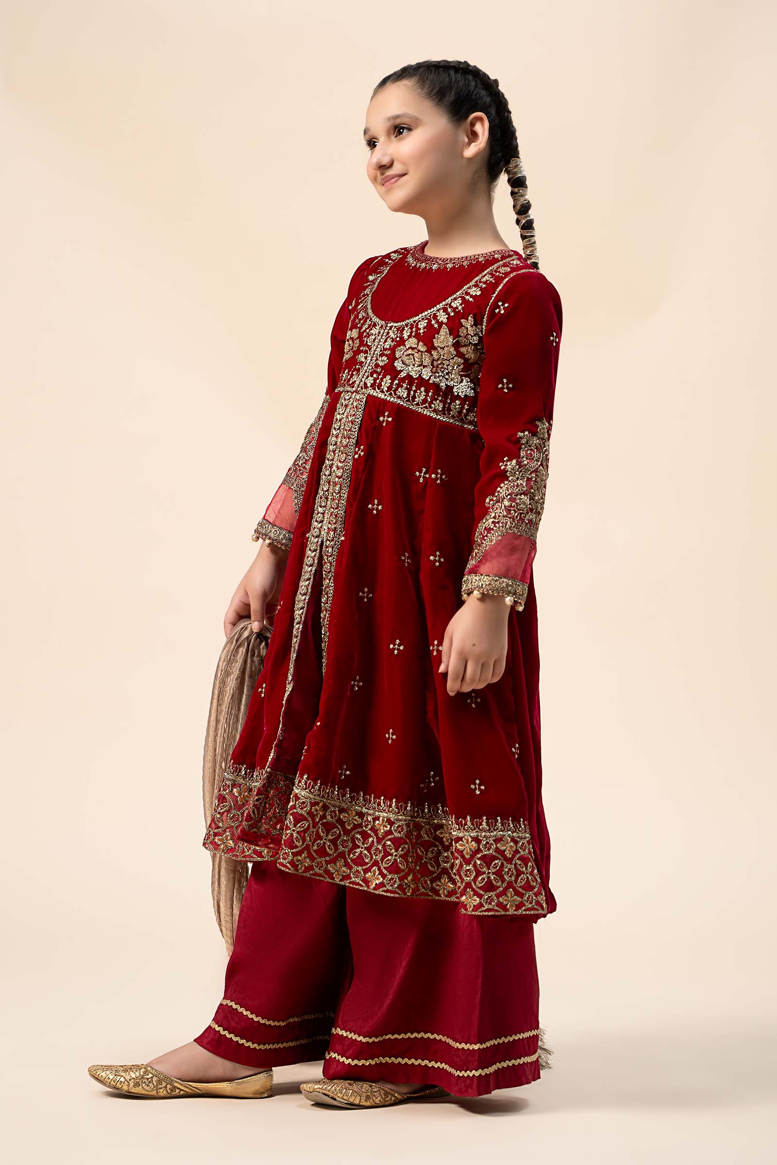 Maria B | 3 Piece Embroidered Velvet Suit | MKS-W24-40 - by - Libasekhas UK - Registered Vendor of : Maria B - 100% Original Designer Dresss