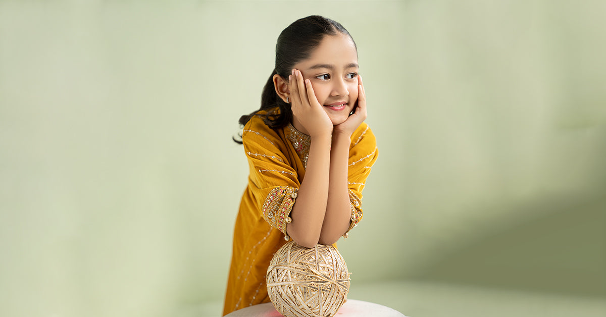 2 Piece Embroidered Velvet Suit - Kids Clothing - available at Maria Faisal in UK and USA.