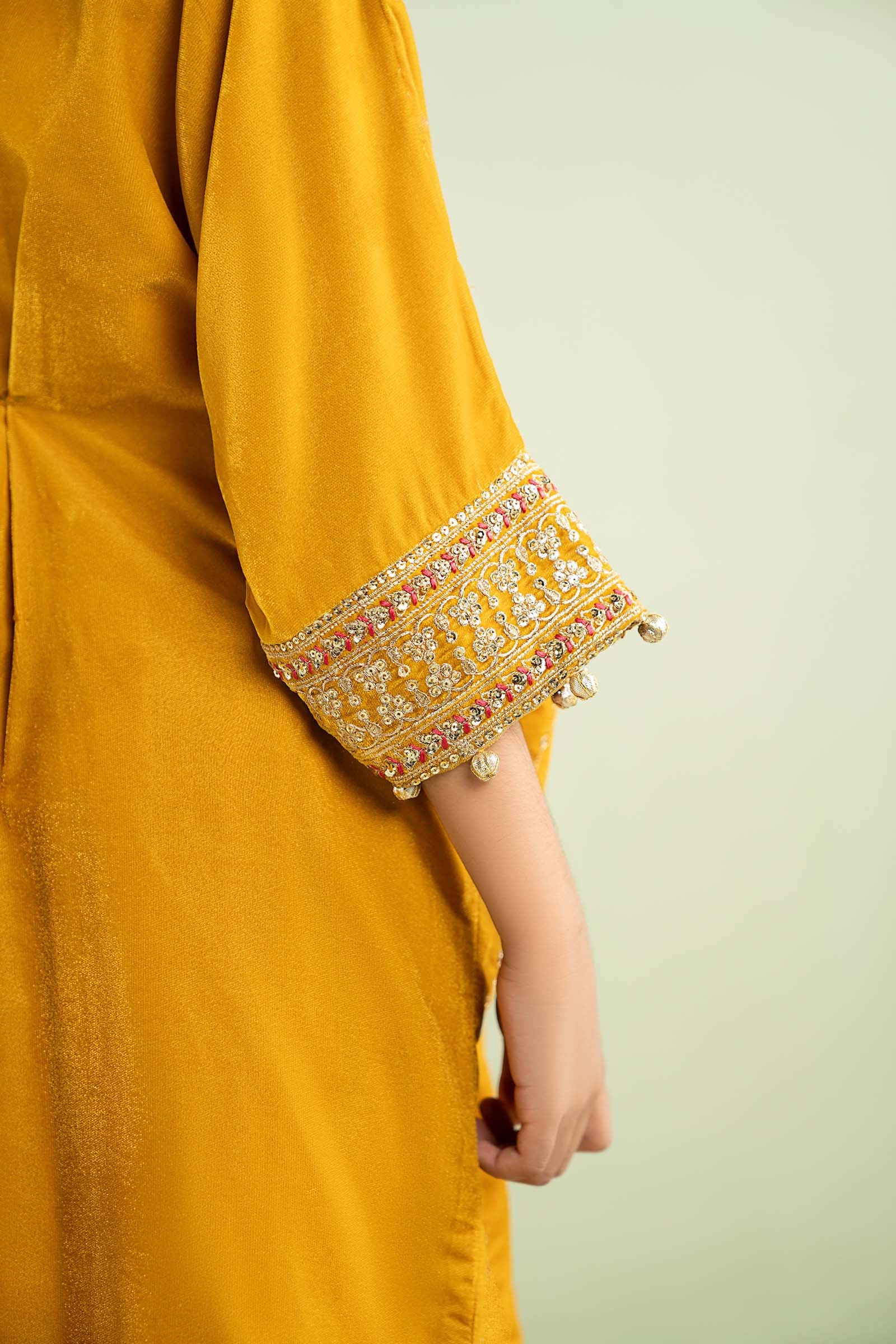 2 Piece Embroidered Velvet Suit - Kids Clothing - available at Maria Faisal in UK and USA.