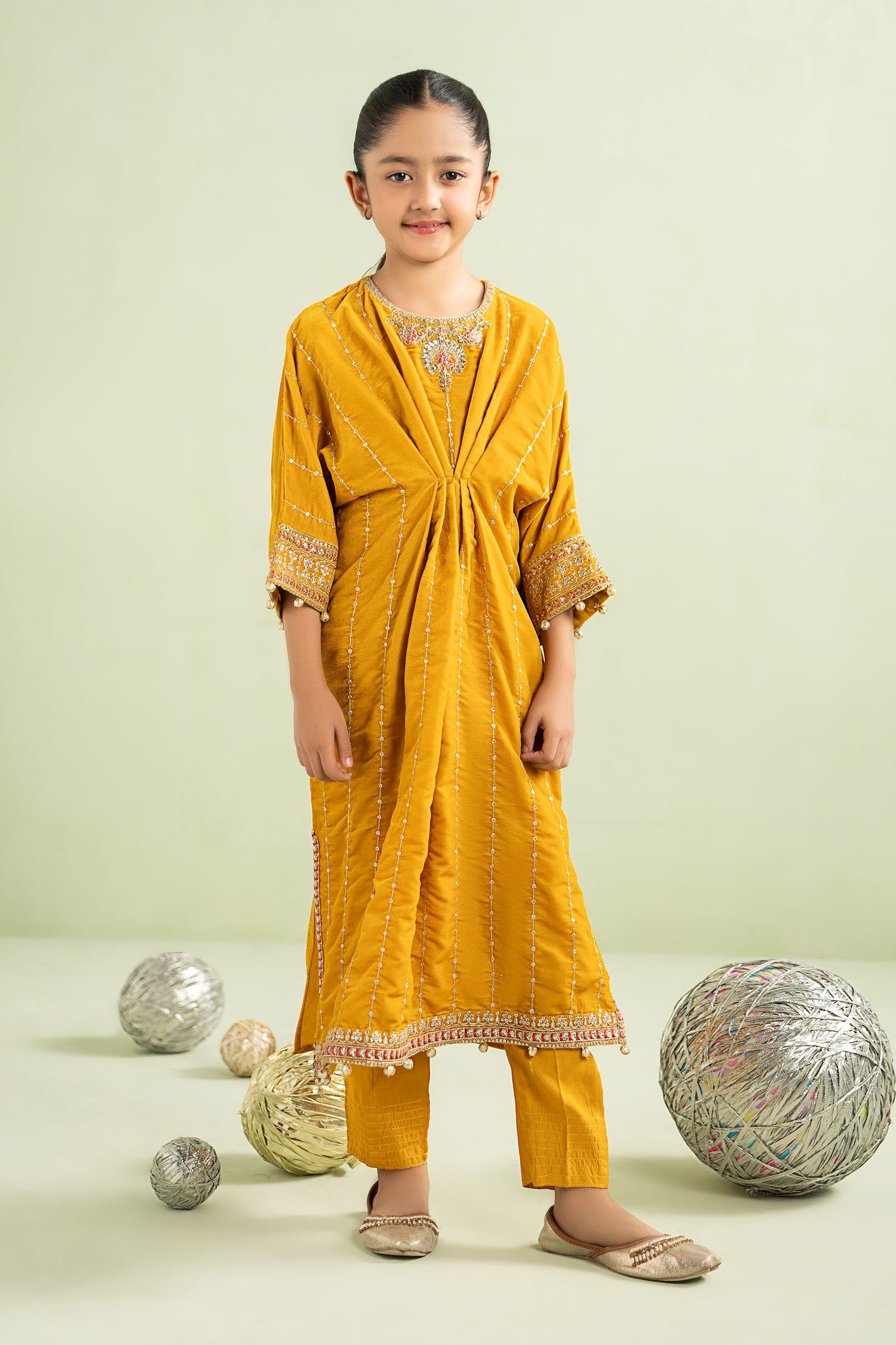 2 Piece Embroidered Velvet Suit - Kids Clothing - available at Maria Faisal in UK and USA.