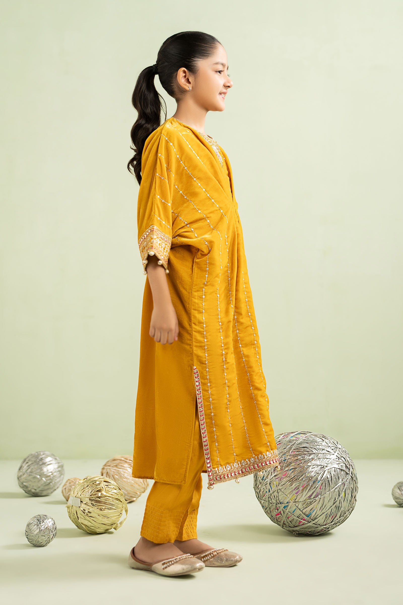 2 Piece Embroidered Velvet Suit - Kids Clothing - available at Maria Faisal in UK and USA.