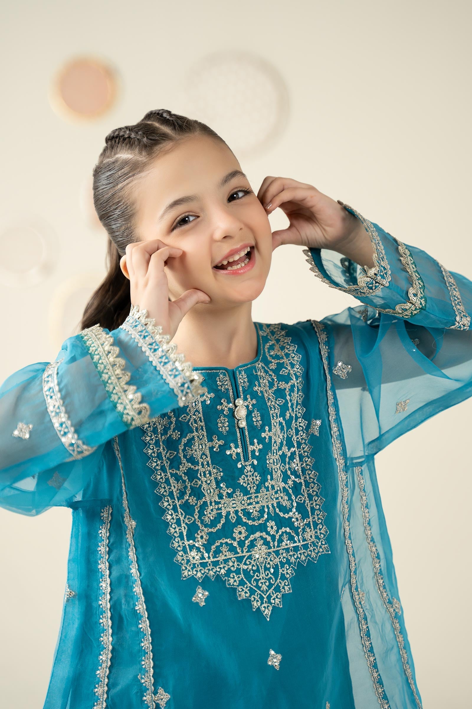 2 Piece Embroidered Organza Suit - Kids Clothing - available at Maria Faisal in UK and USA.