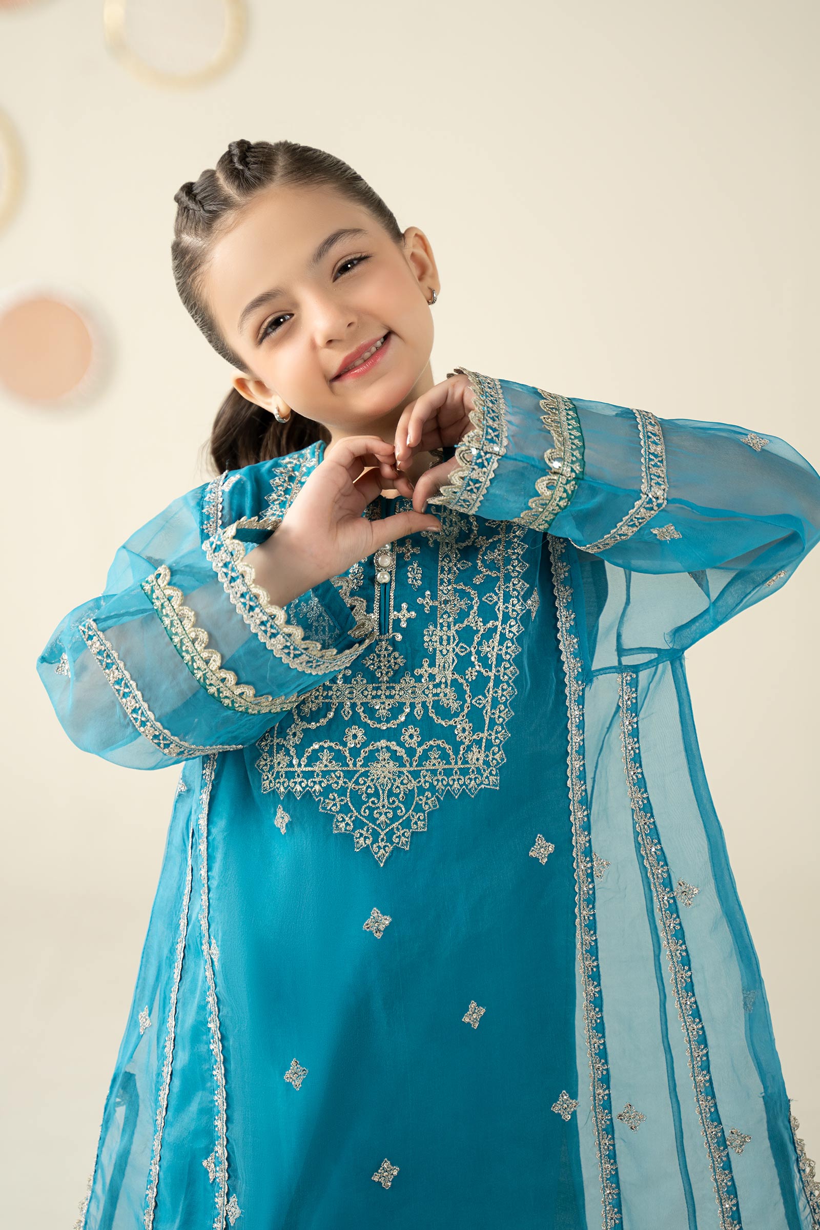 2 Piece Embroidered Organza Suit - Kids Clothing - available at Maria Faisal in UK and USA.