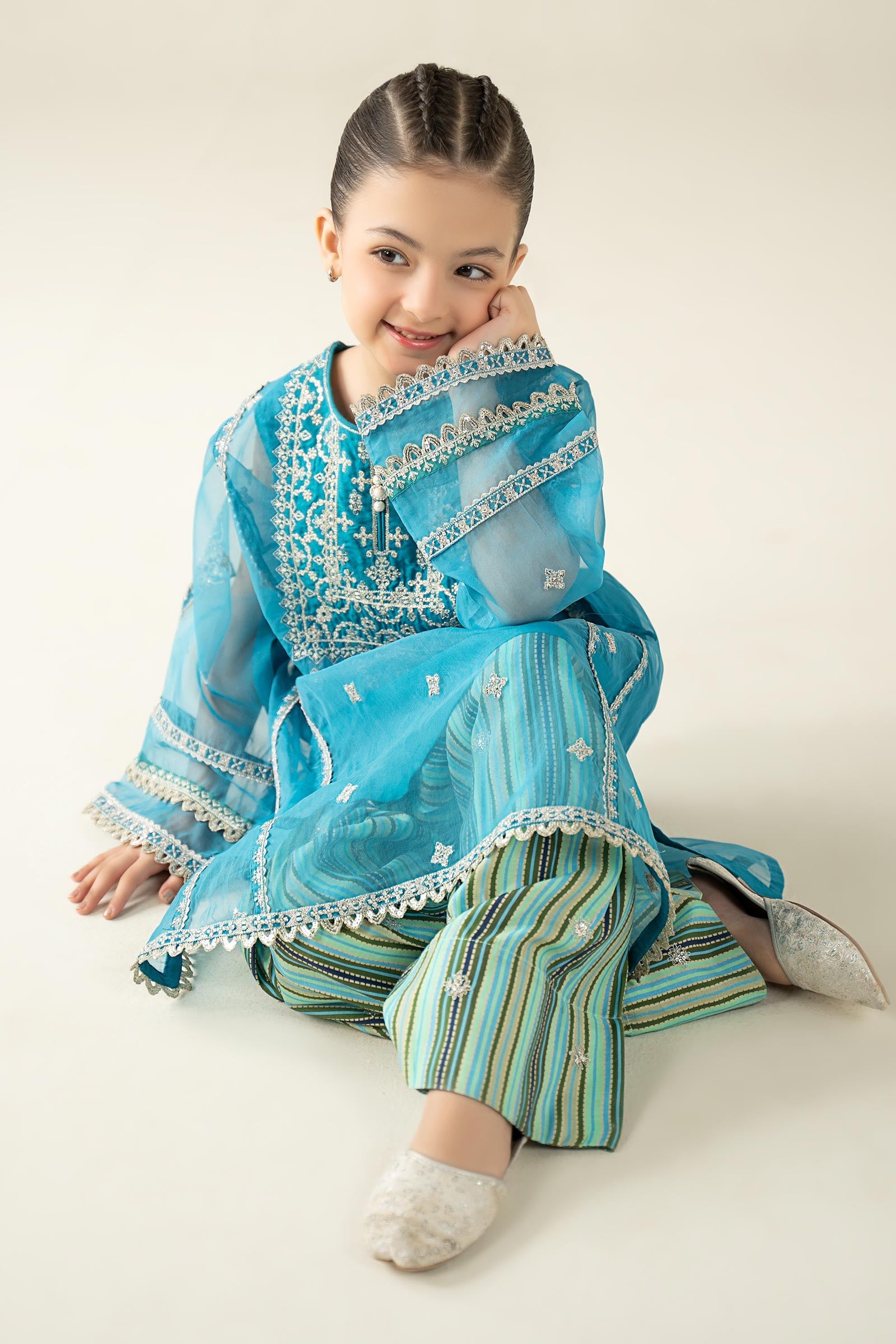 2 Piece Embroidered Organza Suit - Kids Clothing - available at Maria Faisal in UK and USA.