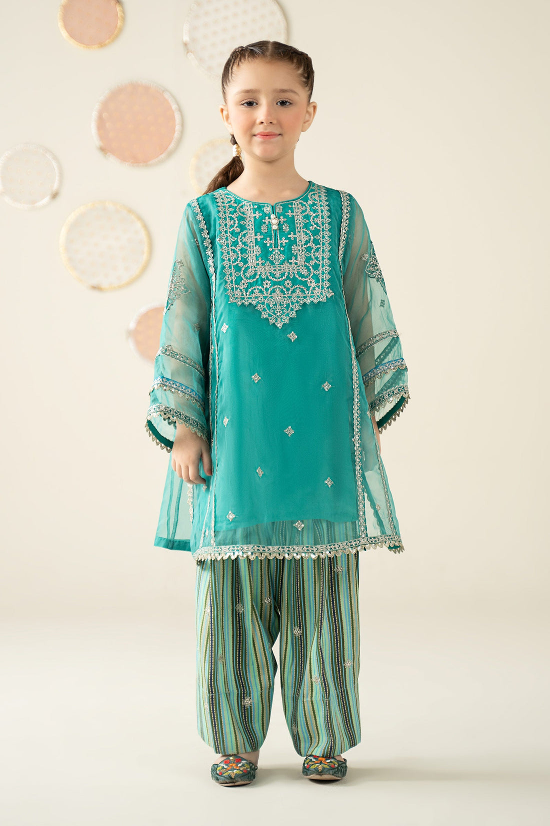 2 Piece Embroidered Organza Suit - Kids Clothing - available at Maria Faisal in UK and USA.