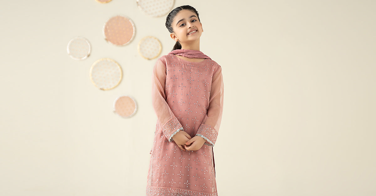 3 Piece Embellished Organza Suit - Kids Clothing - available at Maria Faisal in UK and USA.