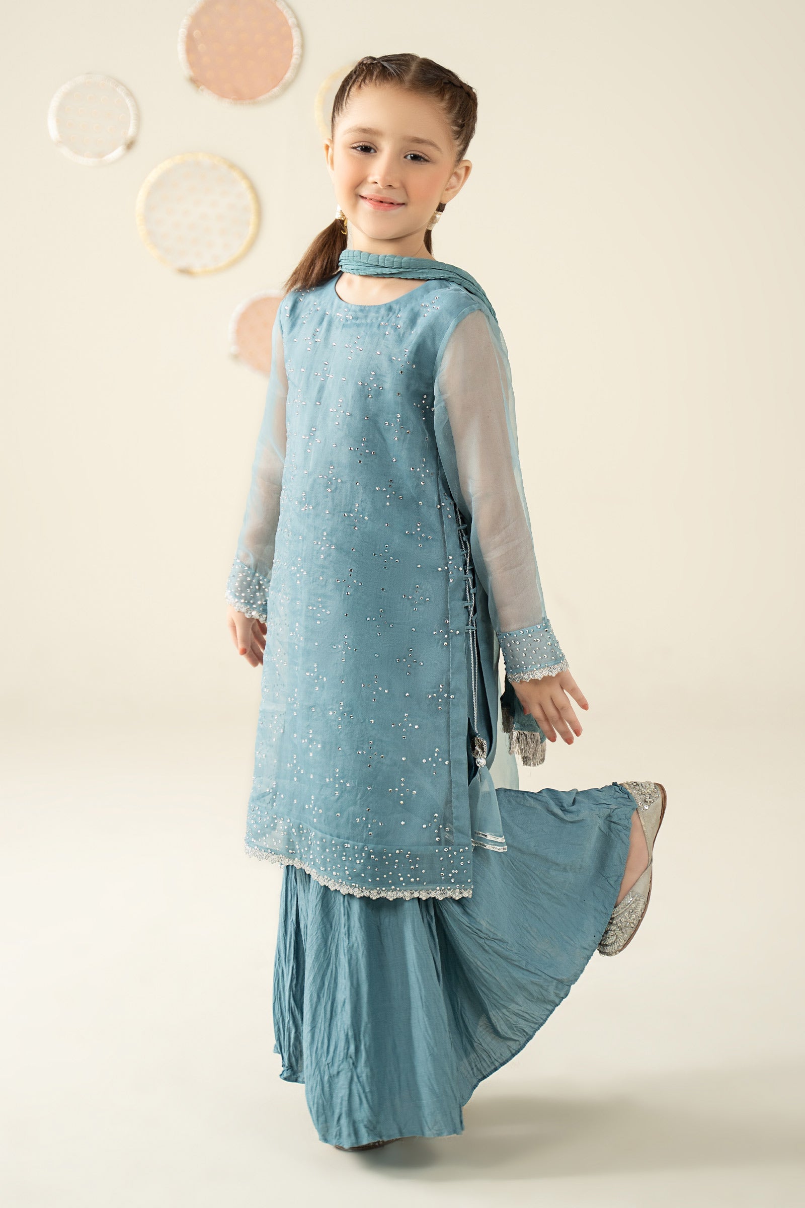3 Piece Embellished Organza Suit - Kids Clothing - available at Maria Faisal in UK and USA.