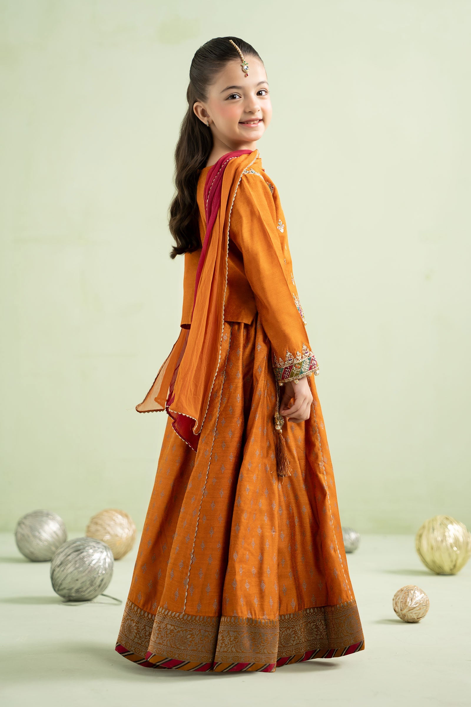 3 Piece Embroidered Silk Net Suit - Kids Clothing - available at Maria Faisal in UK and USA.