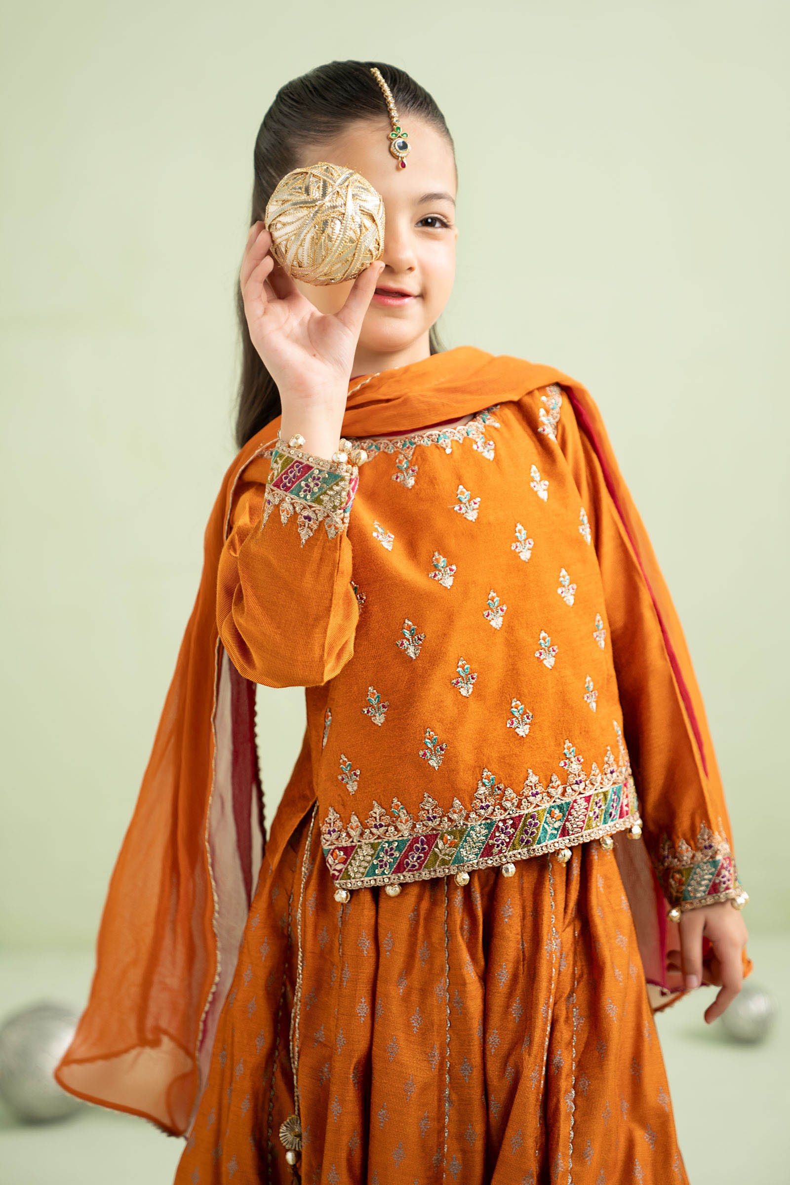 3 Piece Embroidered Silk Net Suit - Kids Clothing - available at Maria Faisal in UK and USA.