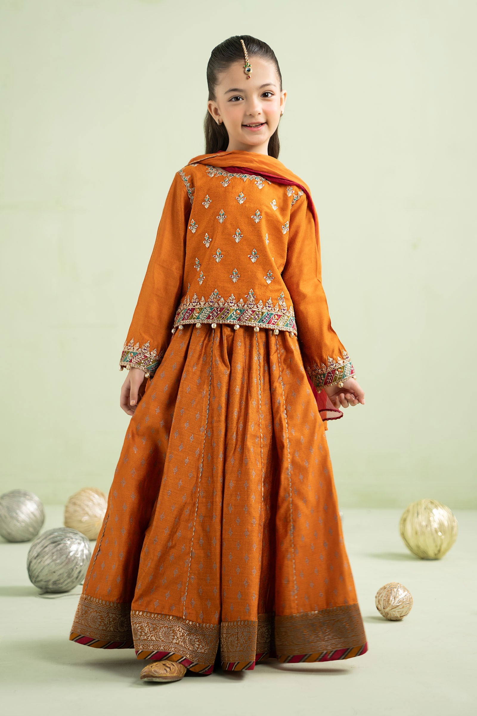 3 Piece Embroidered Silk Net Suit - Kids Clothing - available at Maria Faisal in UK and USA.