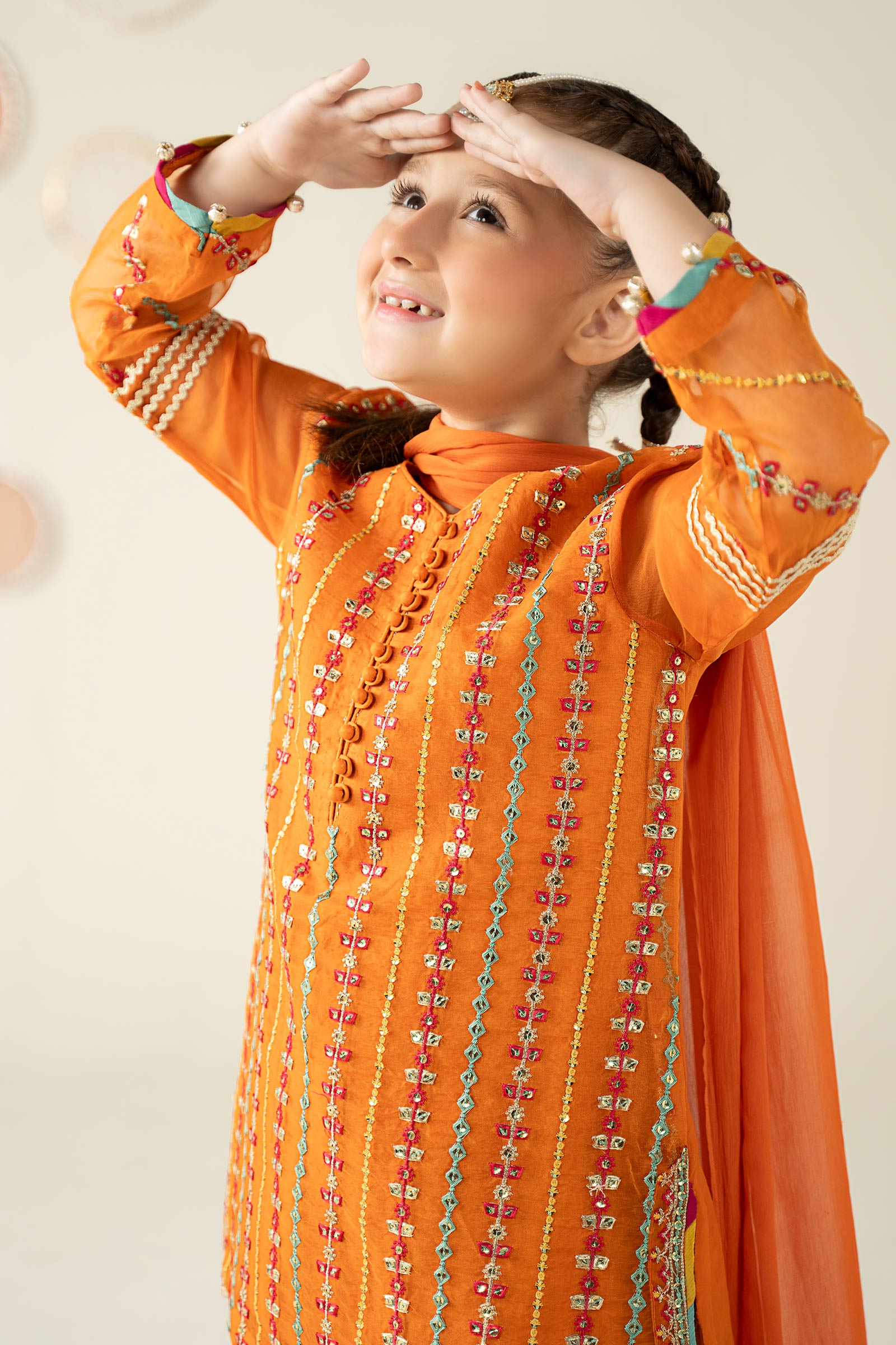 3 Piece Embroidered Organza Suit - Kids Clothing - available at Maria Faisal in UK and USA.