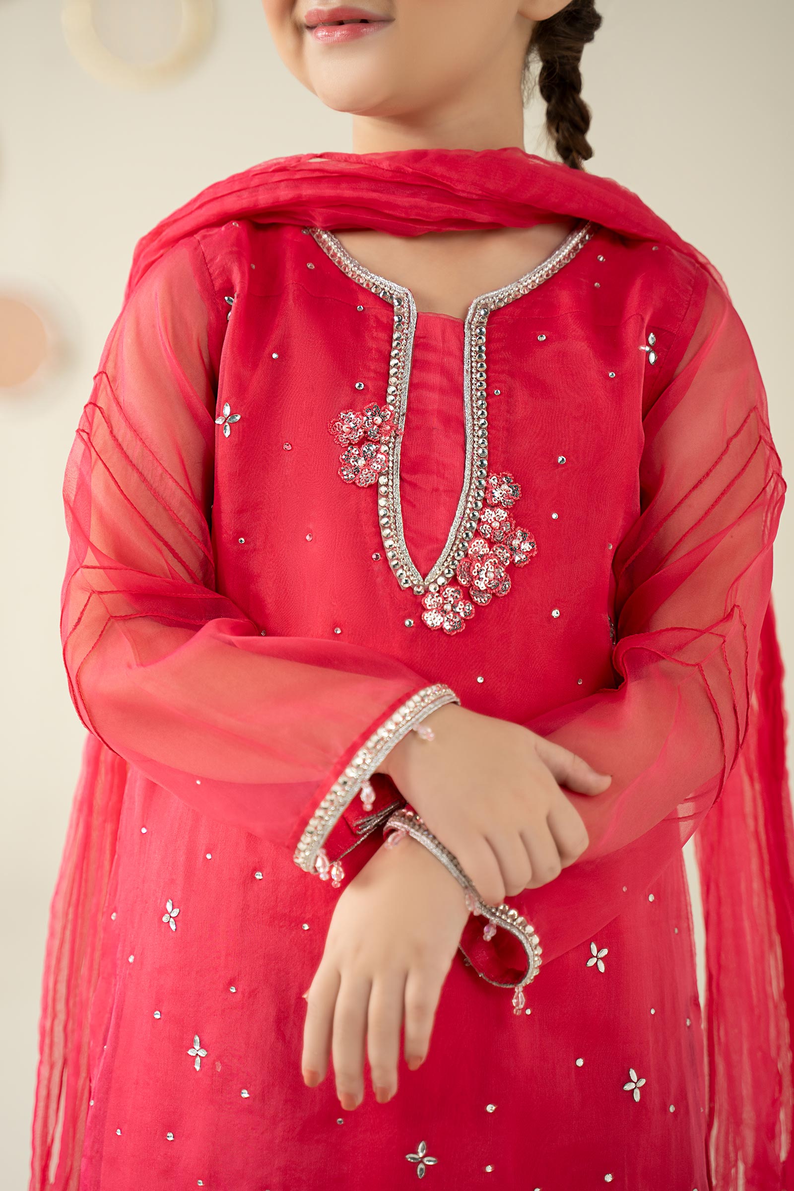 3 Piece Embellished Organza Suit - Kids Clothing - available at Maria Faisal in UK and USA.