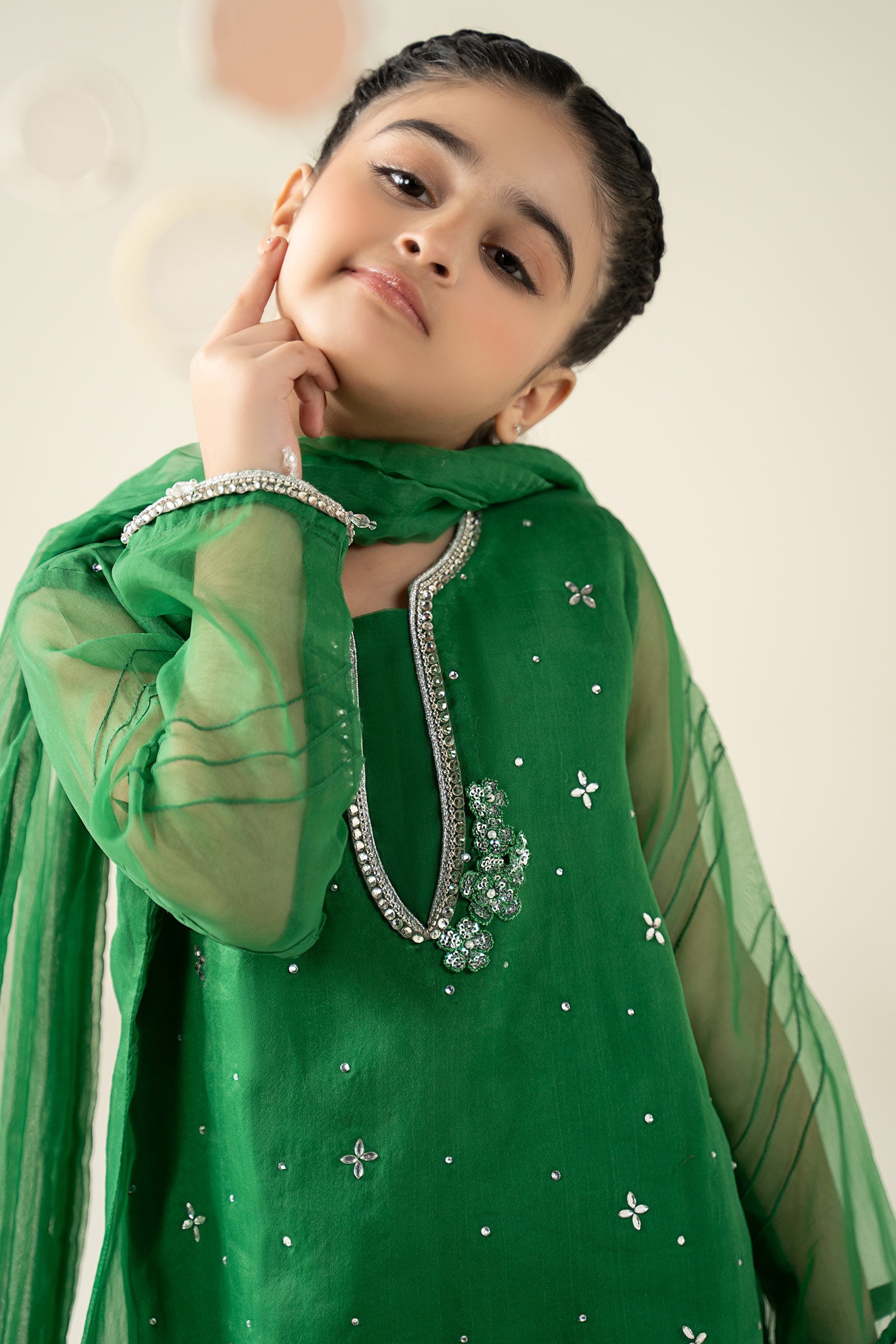 3 Piece Embellished Organza Suit - Kids Clothing - available at Maria Faisal in UK and USA.