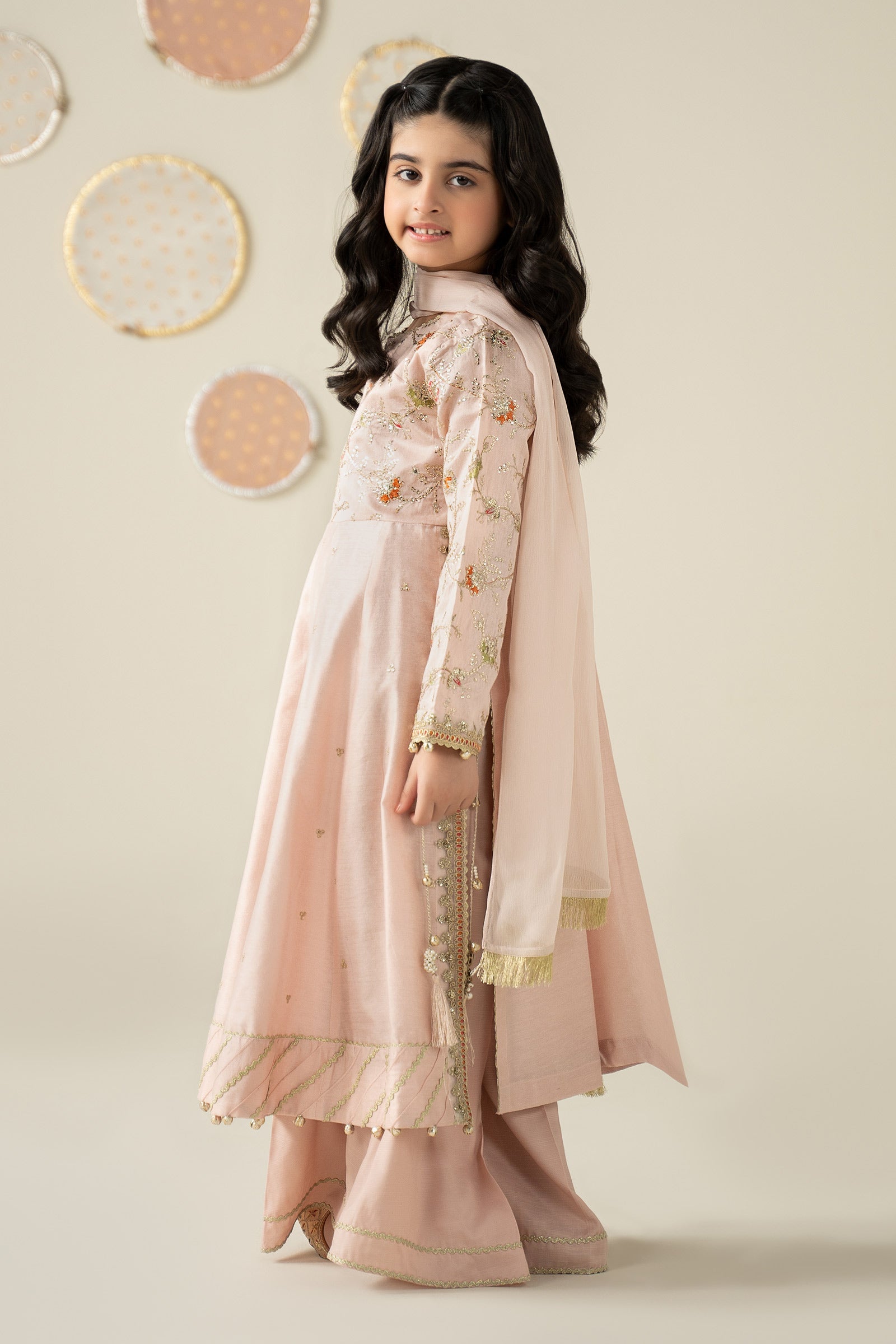 3 Piece Embroidered Cotton Silk Suit - Kids Clothing - available at Maria Faisal in UK and USA.