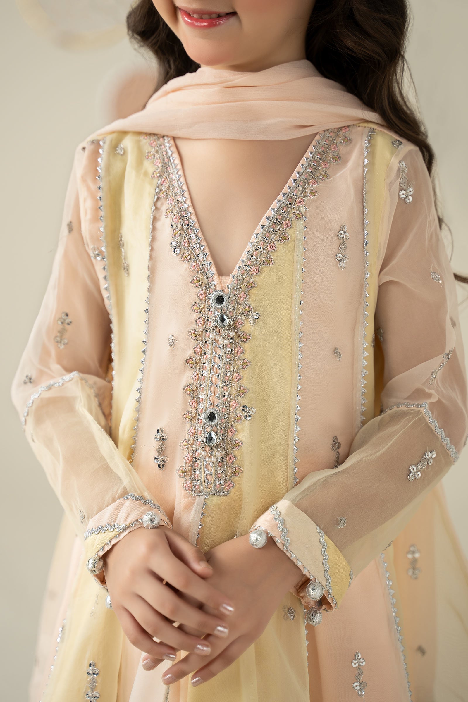 3 Piece Embroidered Organza Suit - Kids Clothing - available at Maria Faisal in UK and USA.