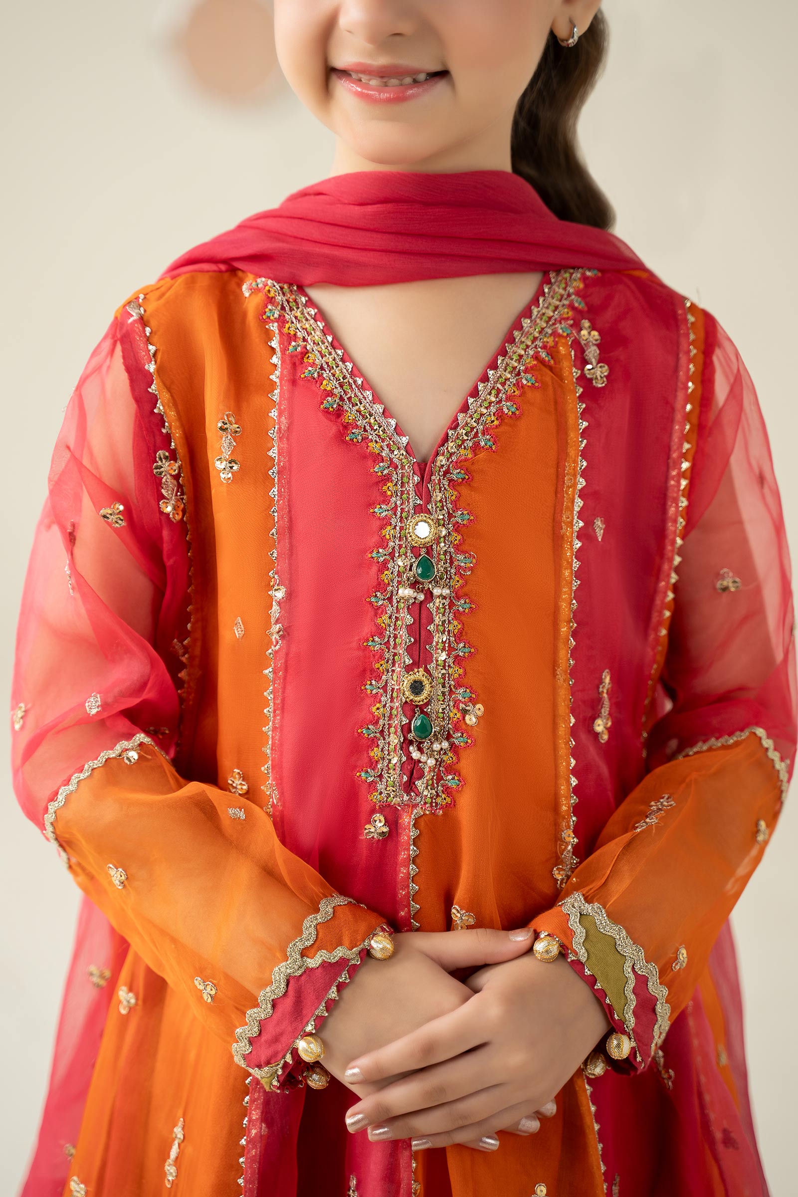 3 Piece Embroidered Organza Suit - Kids Clothing - available at Maria Faisal in UK and USA.