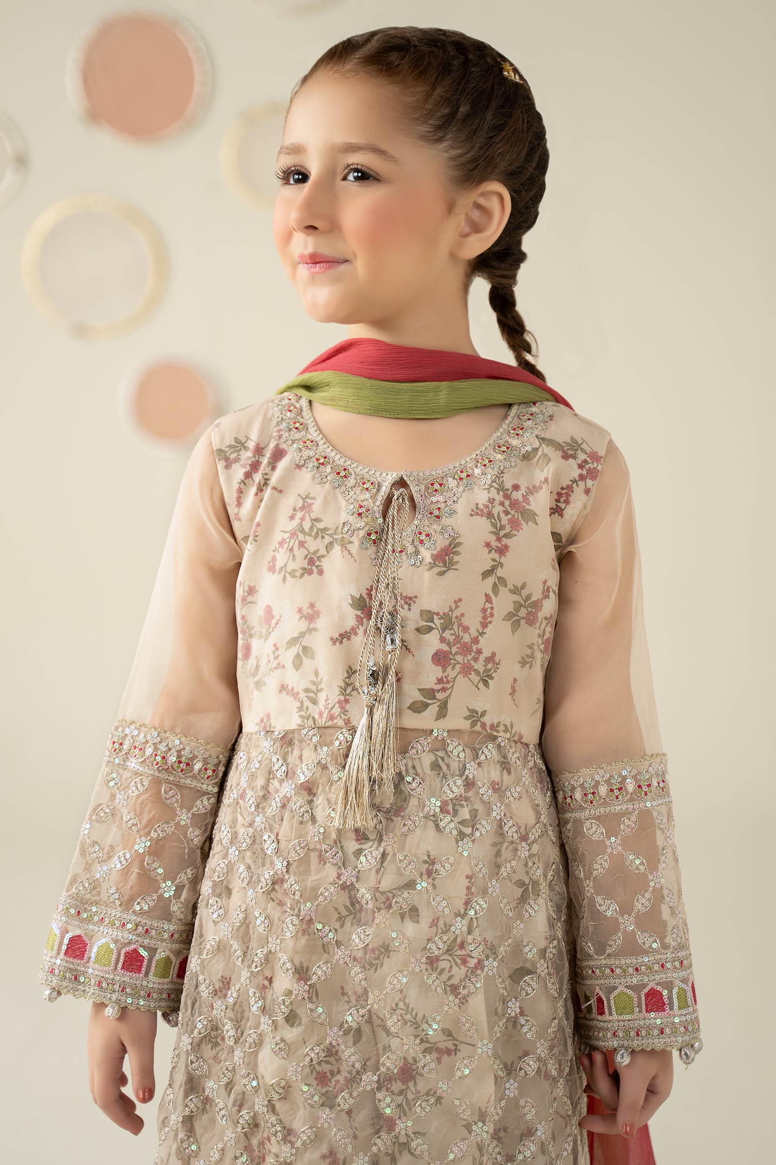 3 Piece Embroidered Organza Suit - Kids Clothing - available at Maria Faisal in UK and USA.