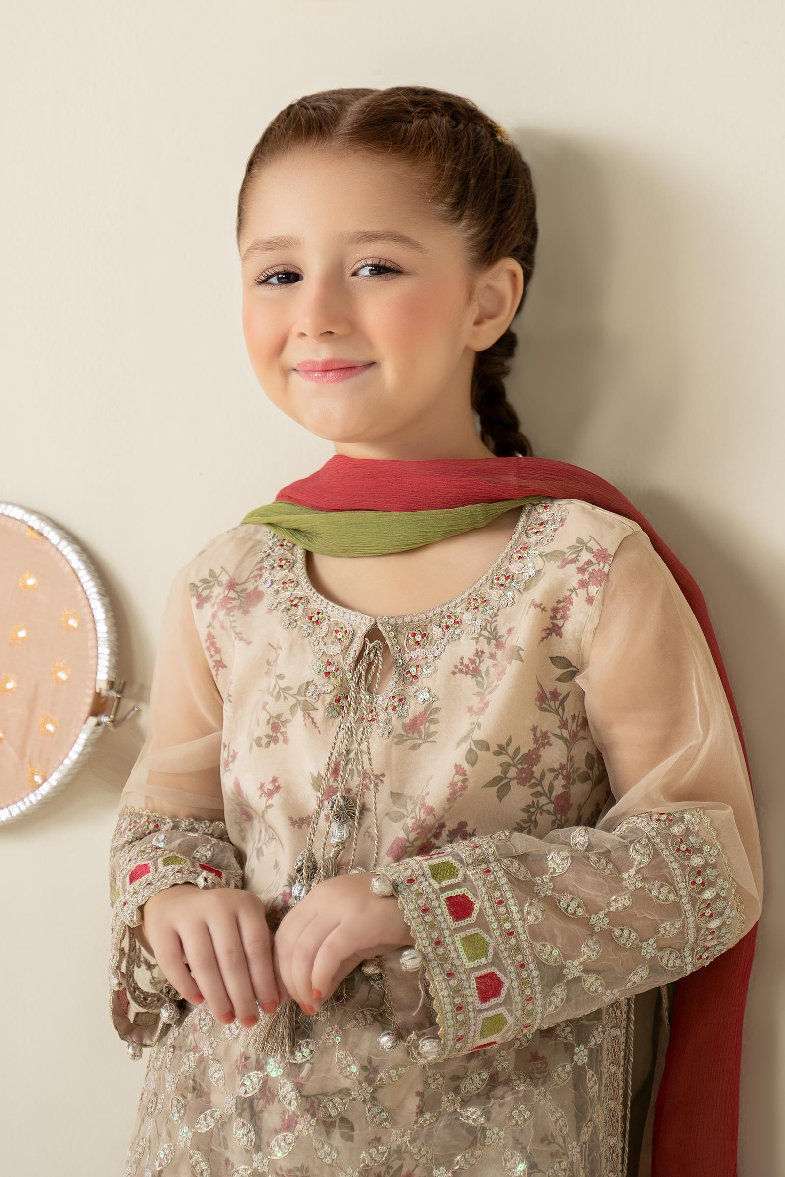 3 Piece Embroidered Organza Suit - Kids Clothing - available at Maria Faisal in UK and USA.