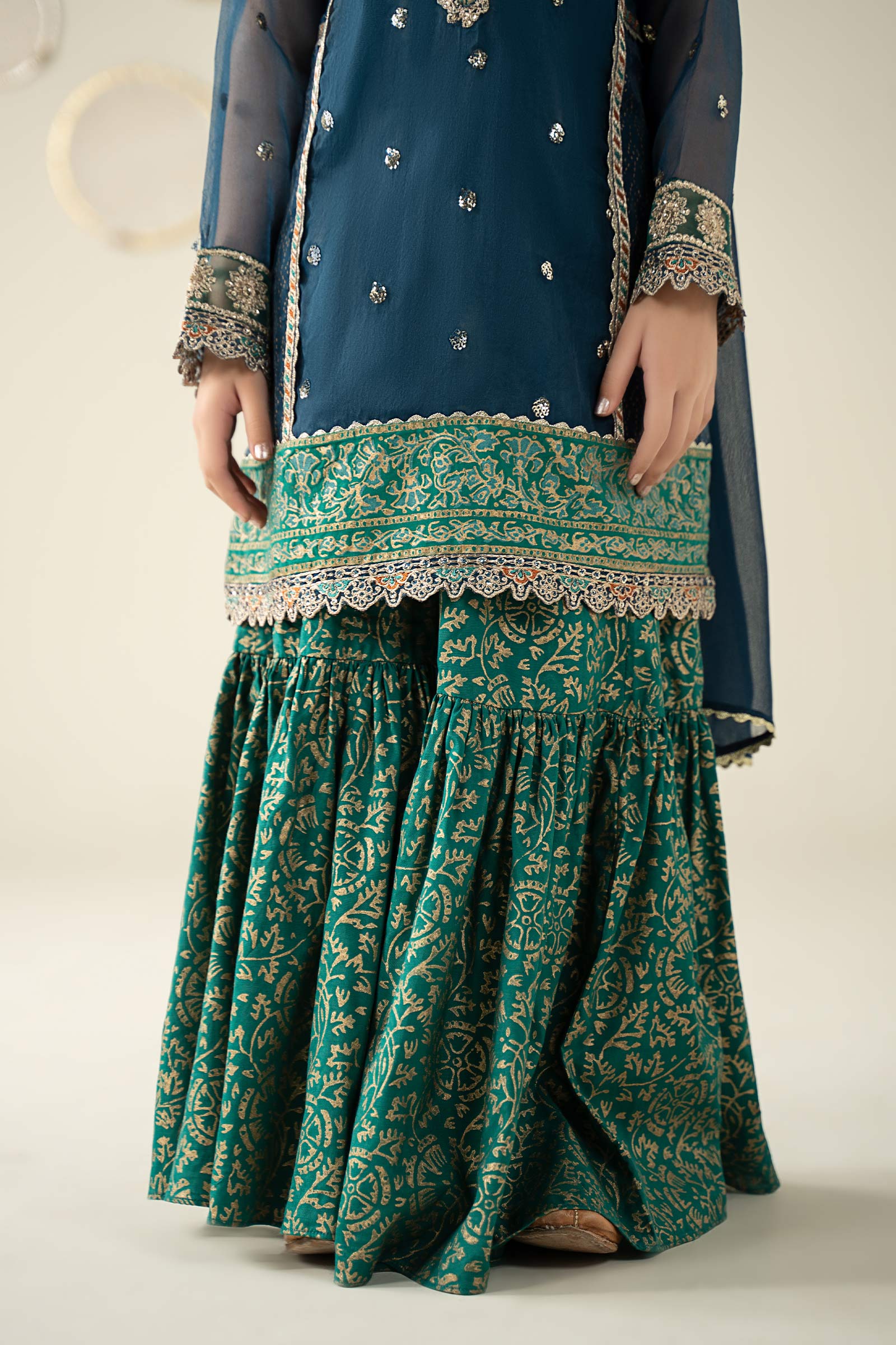 3 Piece Embroidered Organza Suit - Kids Clothing - available at Maria Faisal in UK and USA.