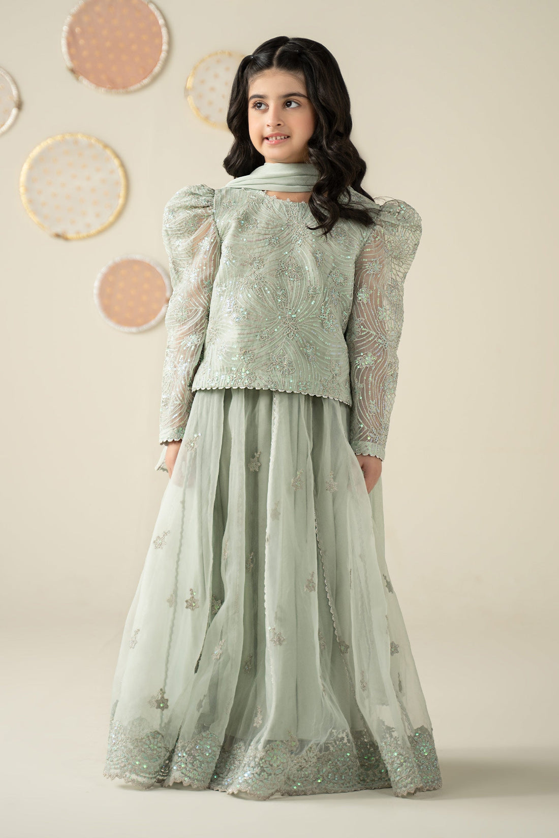 3 Piece Embroidered Organza Suit - Kids Clothing - available at Maria Faisal in UK and USA.