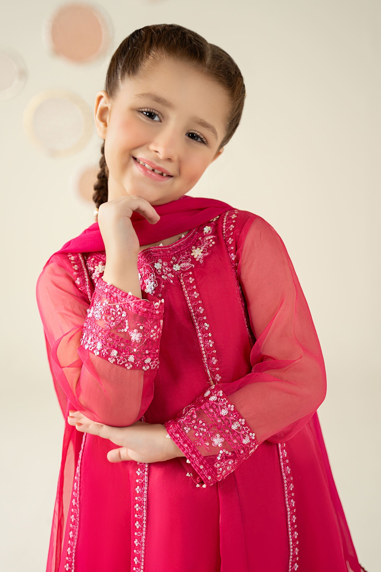 3 Piece Embroidered Organza Suit - Kids Clothing - available at Maria Faisal in UK and USA.