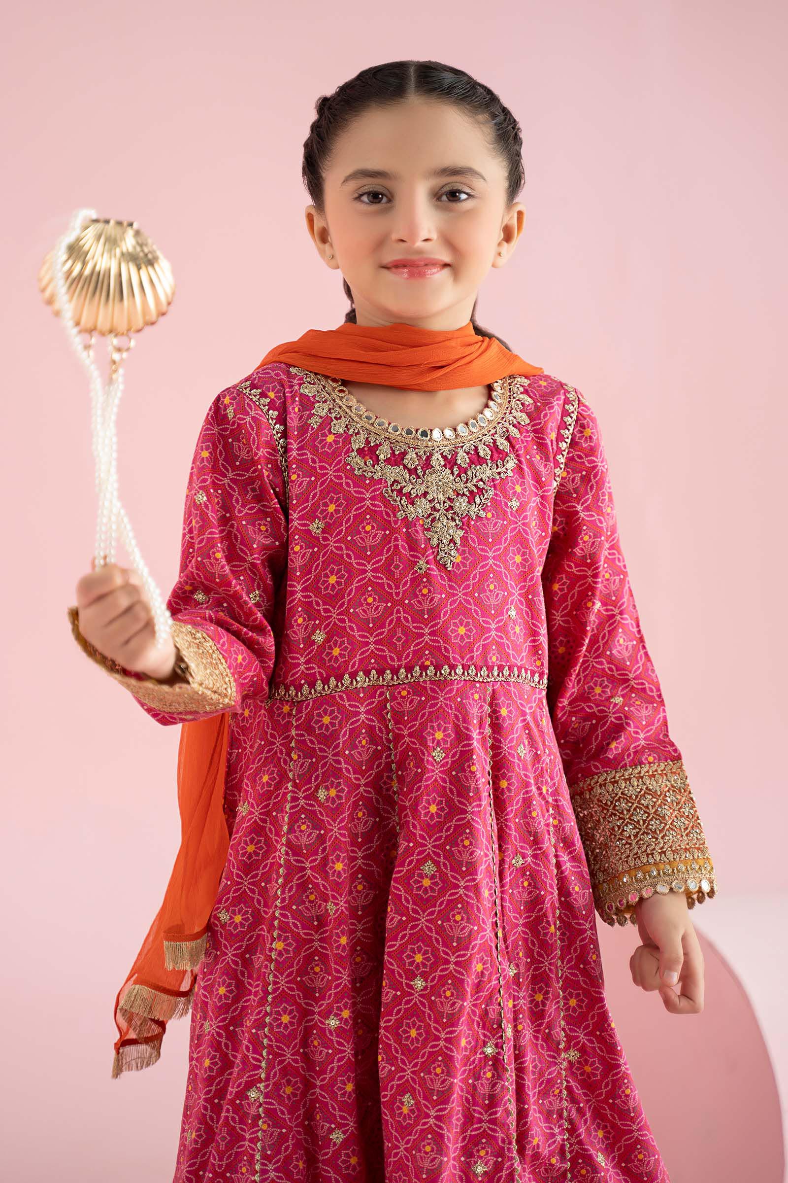 3 Piece Embroidered PK Raw Silk Suit - Kids Clothing - available at Maria Faisal in UK and USA.