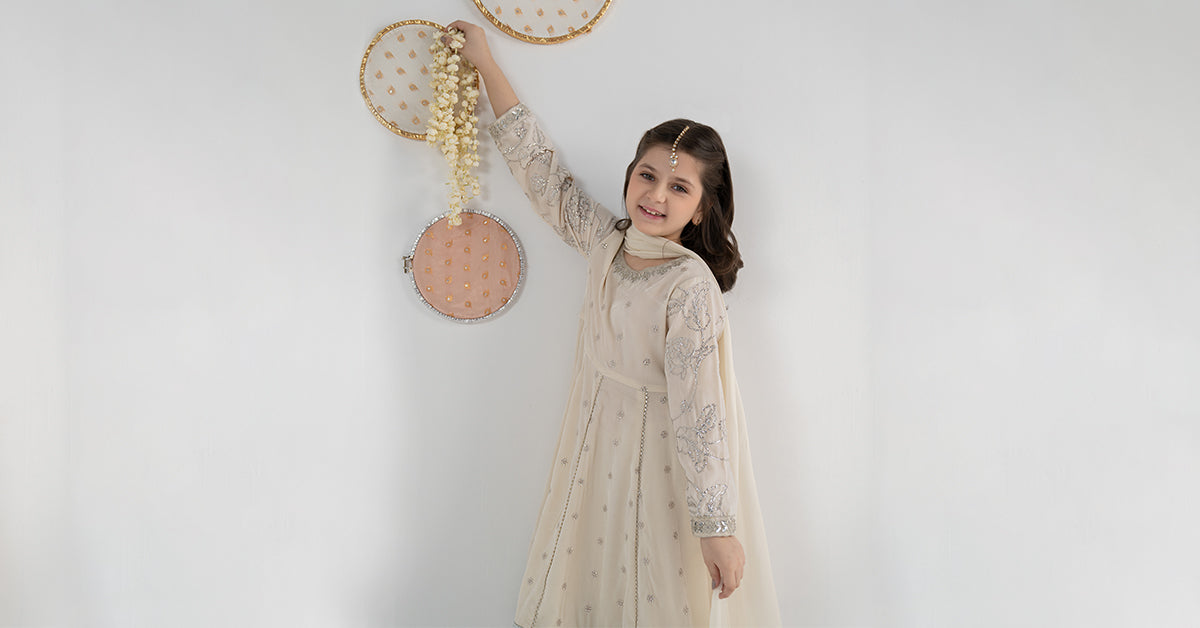 3 Piece Embroidered Velvet Suit - Kids Clothing - available at Maria Faisal in UK and USA.