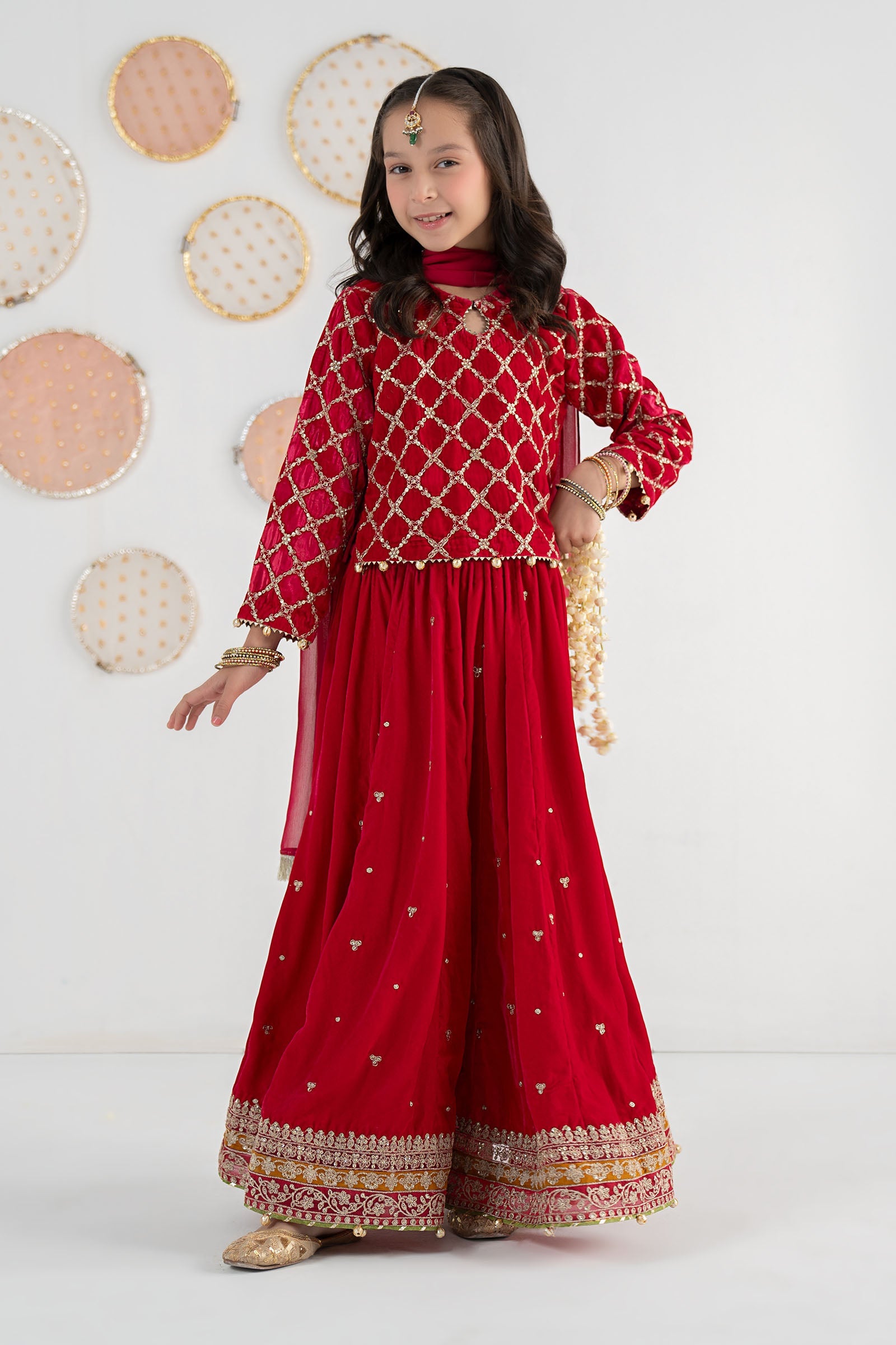 3 Piece Embroidered Velvet Suit - Kids Clothing - available at Maria Faisal in UK and USA.