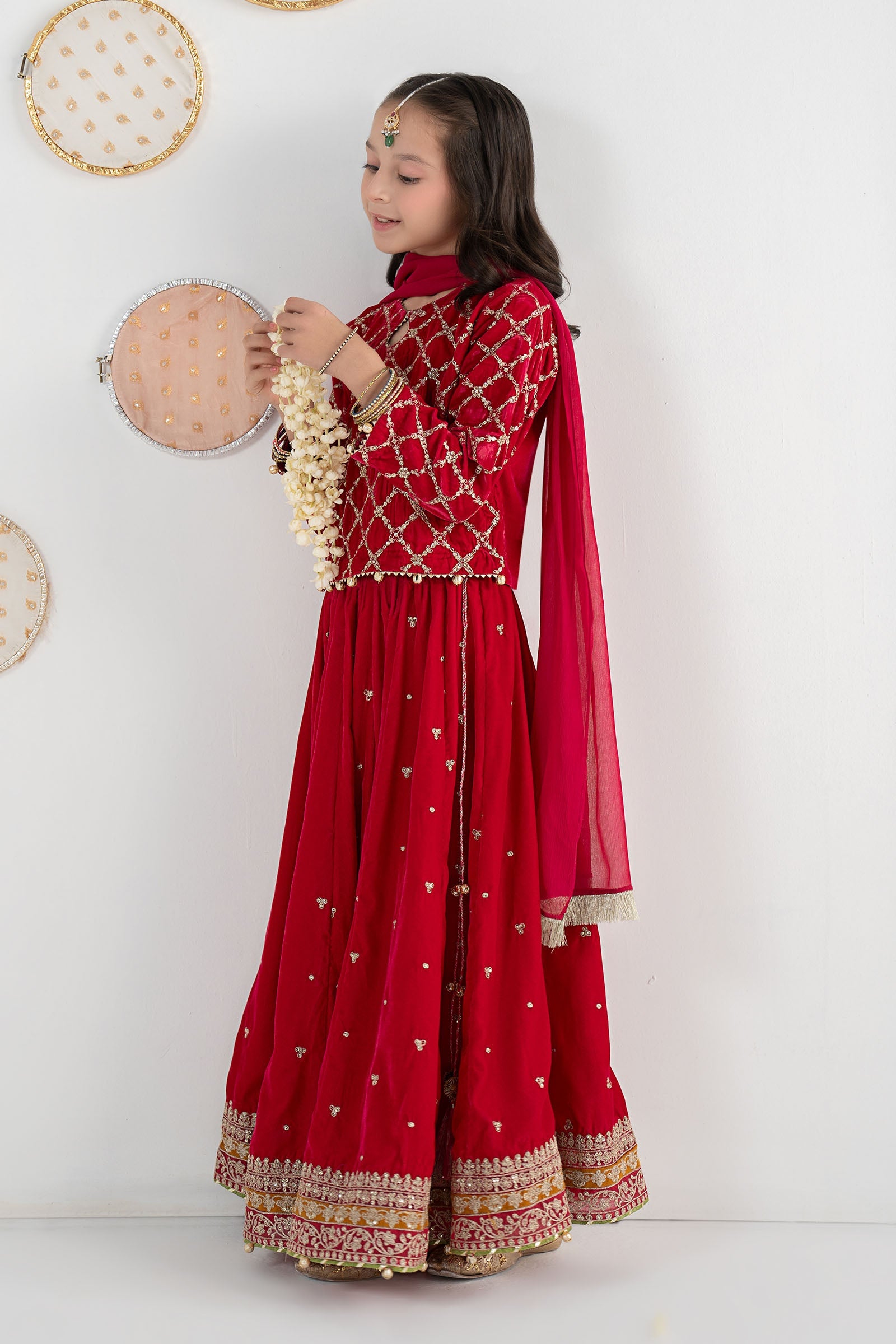 3 Piece Embroidered Velvet Suit - Kids Clothing - available at Maria Faisal in UK and USA.