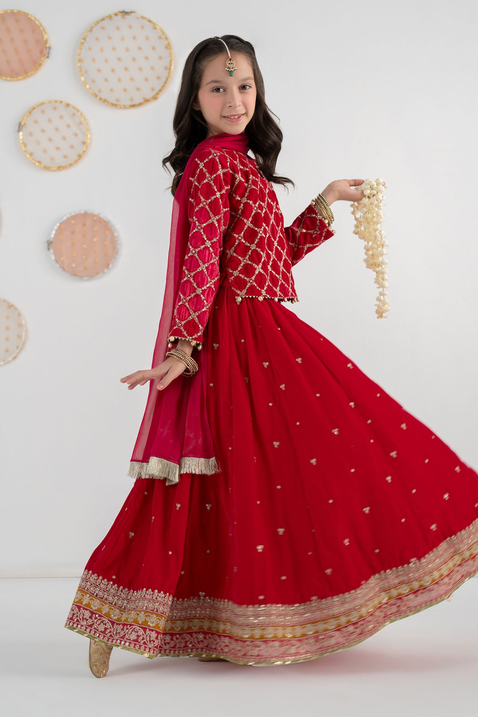 3 Piece Embroidered Velvet Suit - Kids Clothing - available at Maria Faisal in UK and USA.