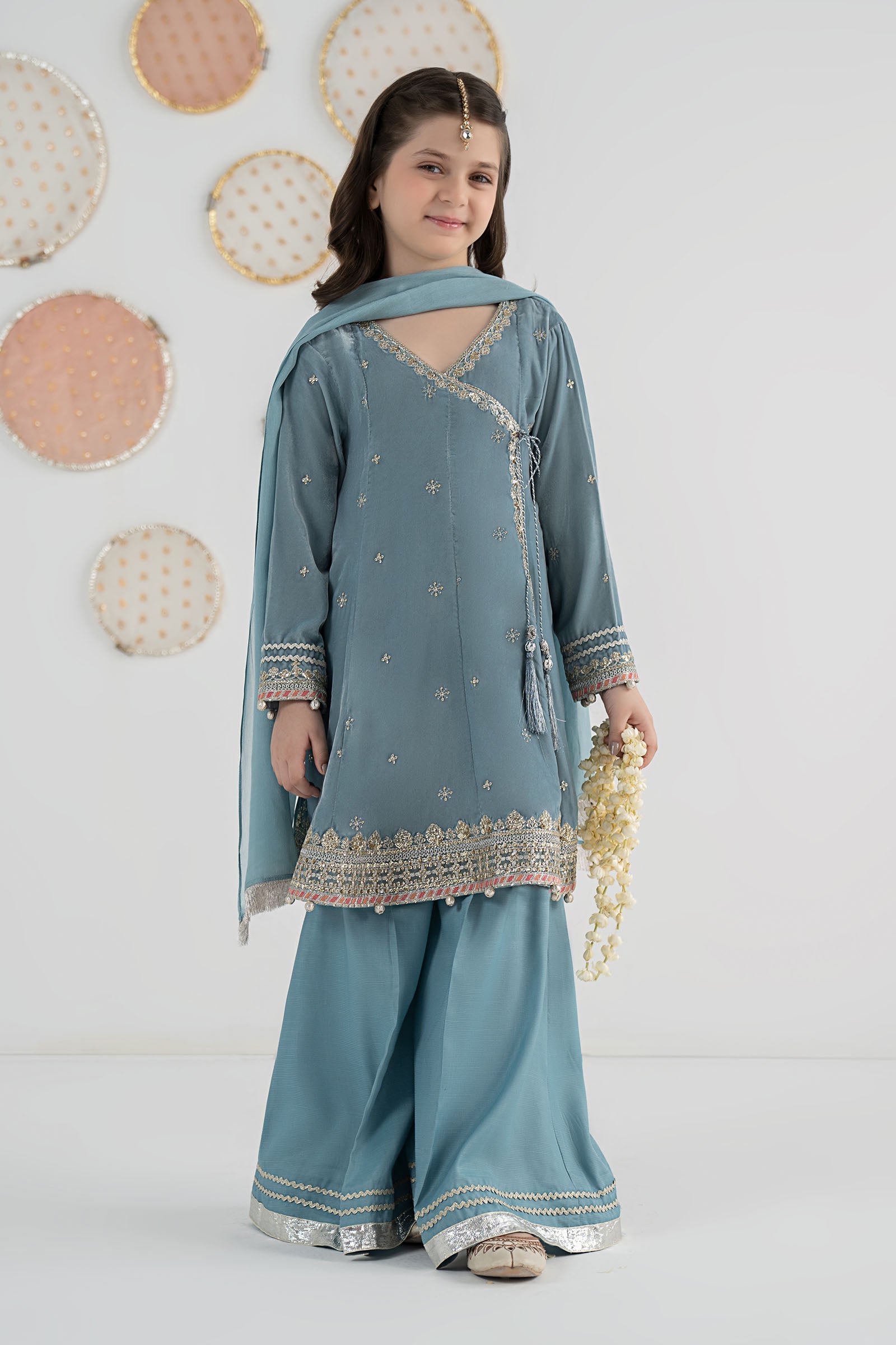 3 Piece Embroidered Velvet Suit - Kids Clothing - available at Maria Faisal in UK and USA.