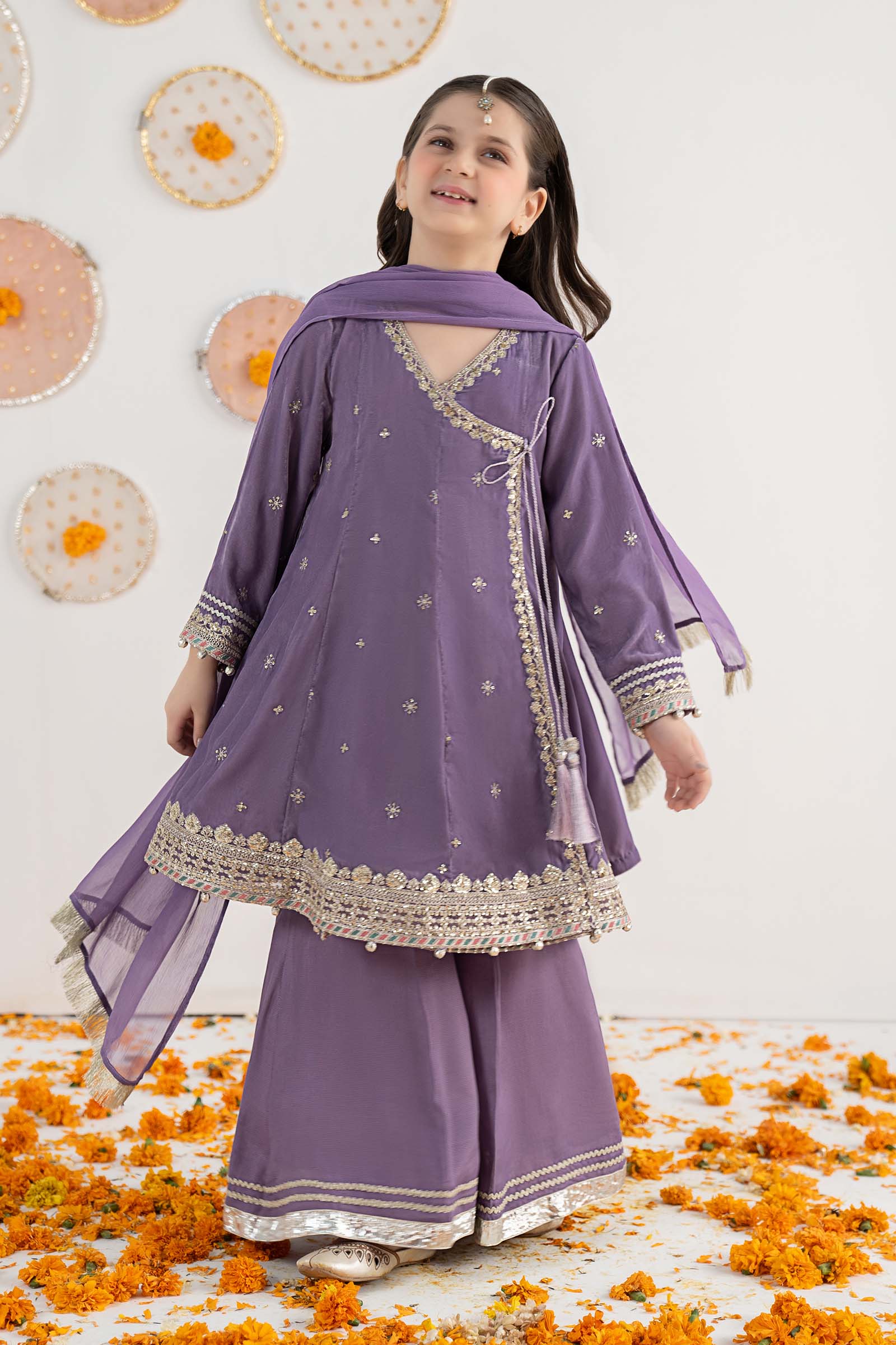 3 Piece Embroidered Velvet Suit - Kids Clothing - available at Maria Faisal in UK and USA.
