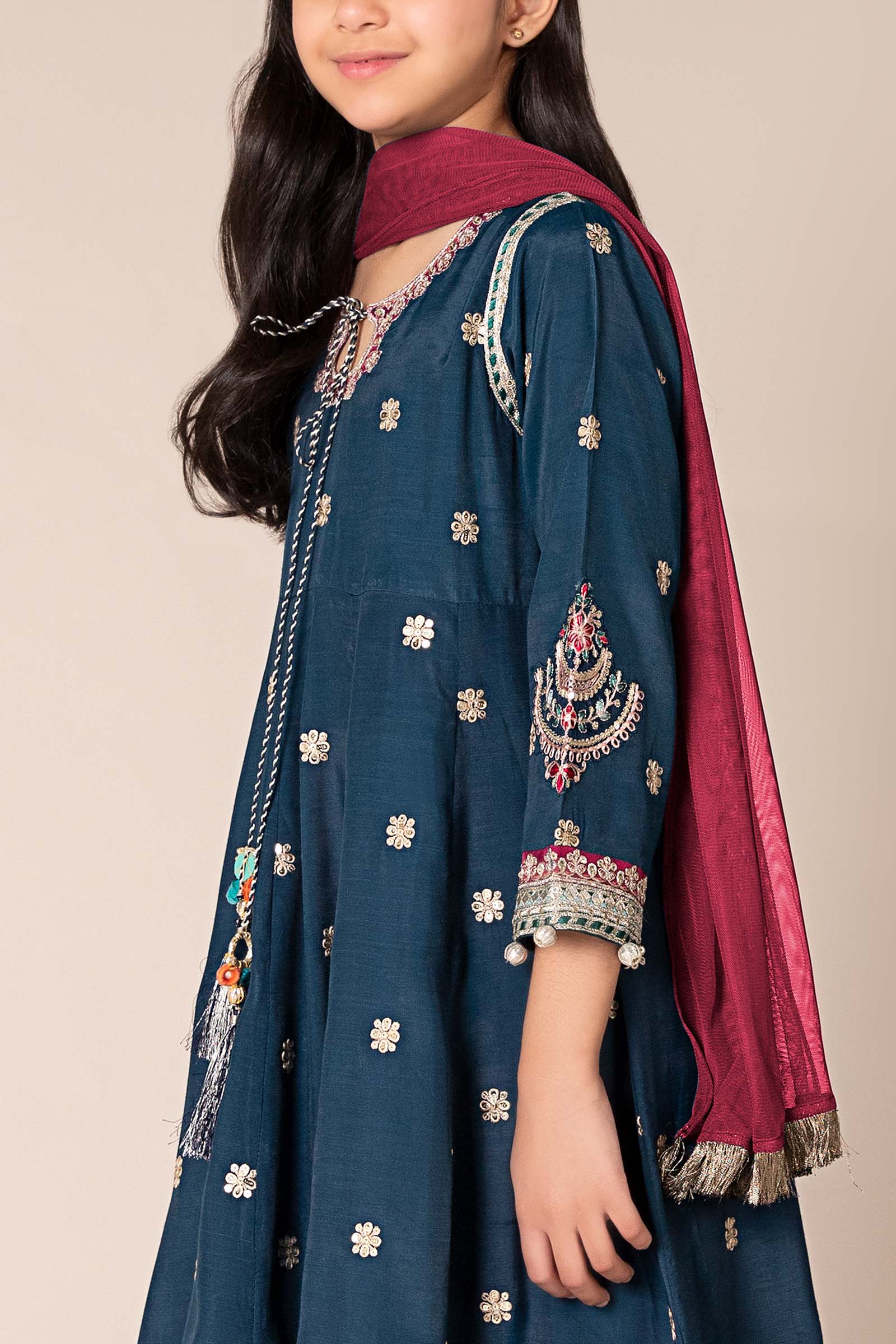 Maria B | 3 Piece Embroidered Raw Silk Suit | MKS-EF25-07 - by - Libasekhas UK - Registered Vendor of : Maria B - 100% Original Designer Dresss