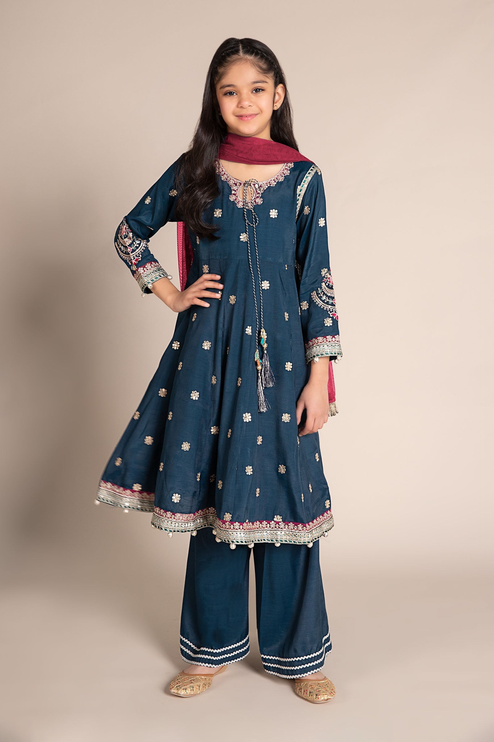 Maria B | 3 Piece Embroidered Raw Silk Suit | MKS-EF25-07 - by - Libasekhas UK - Registered Vendor of : Maria B - 100% Original Designer Dresss