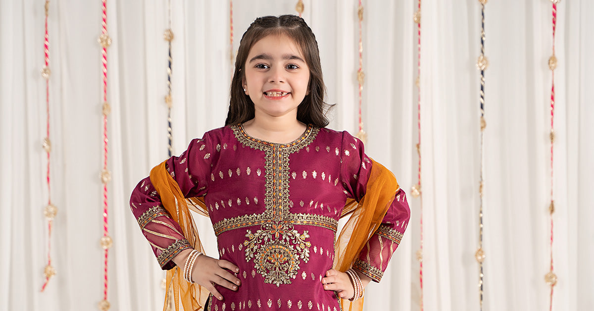 Maria B | 3 Piece Embroidered Raw Silk Suit | MKS-EF25-30 - by - Libasekhas UK - Registered Vendor of : Maria B - 100% Original Designer Dresss