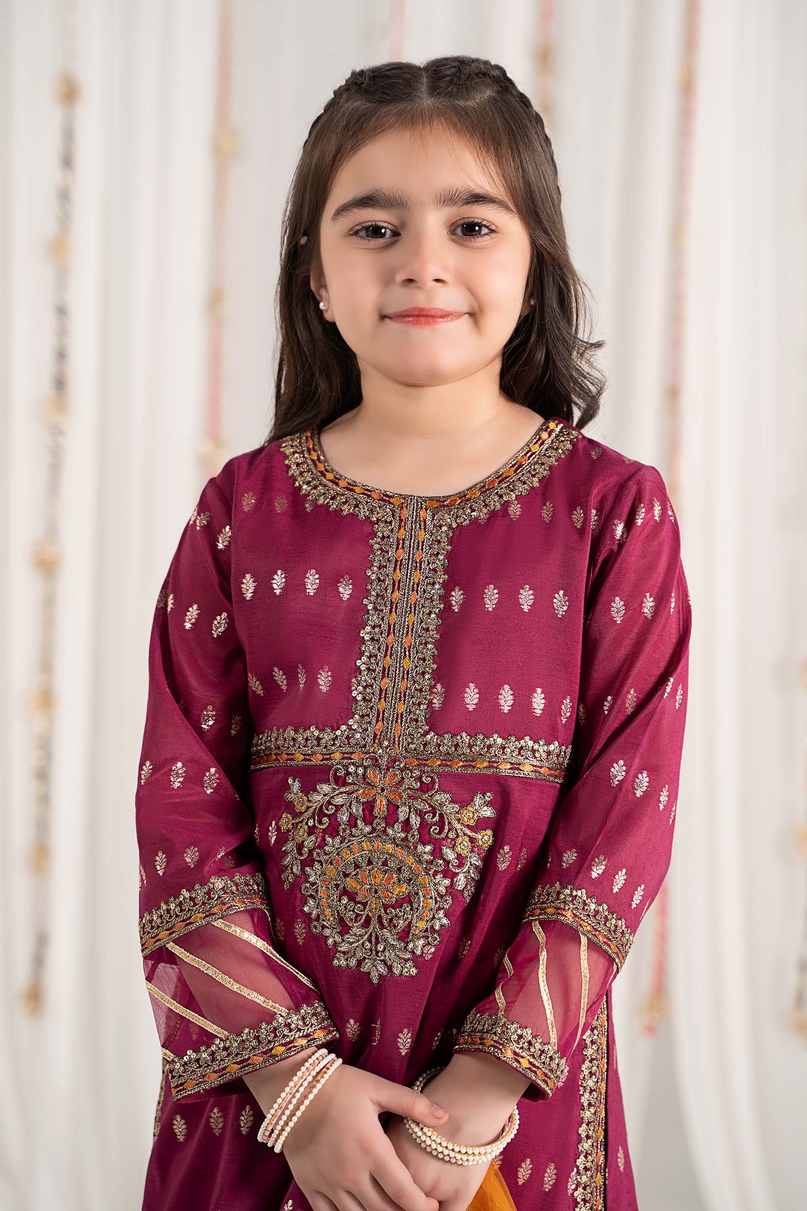 Maria B | 3 Piece Embroidered Raw Silk Suit | MKS-EF25-30 - by - Libasekhas UK - Registered Vendor of : Maria B - 100% Original Designer Dresss