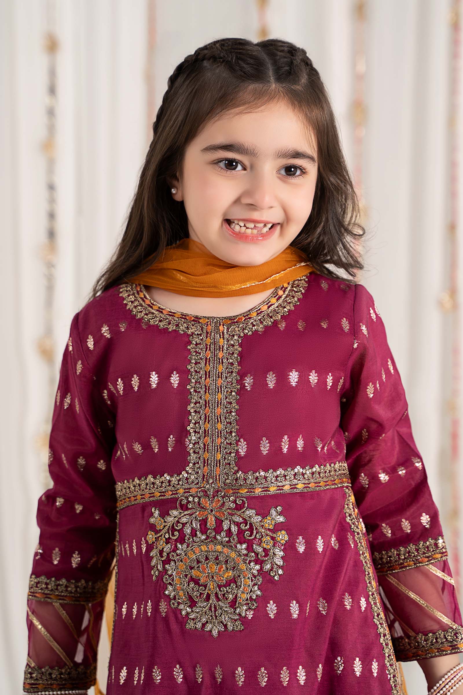 Maria B | 3 Piece Embroidered Raw Silk Suit | MKS-EF25-30 - by - Libasekhas UK - Registered Vendor of : Maria B - 100% Original Designer Dresss