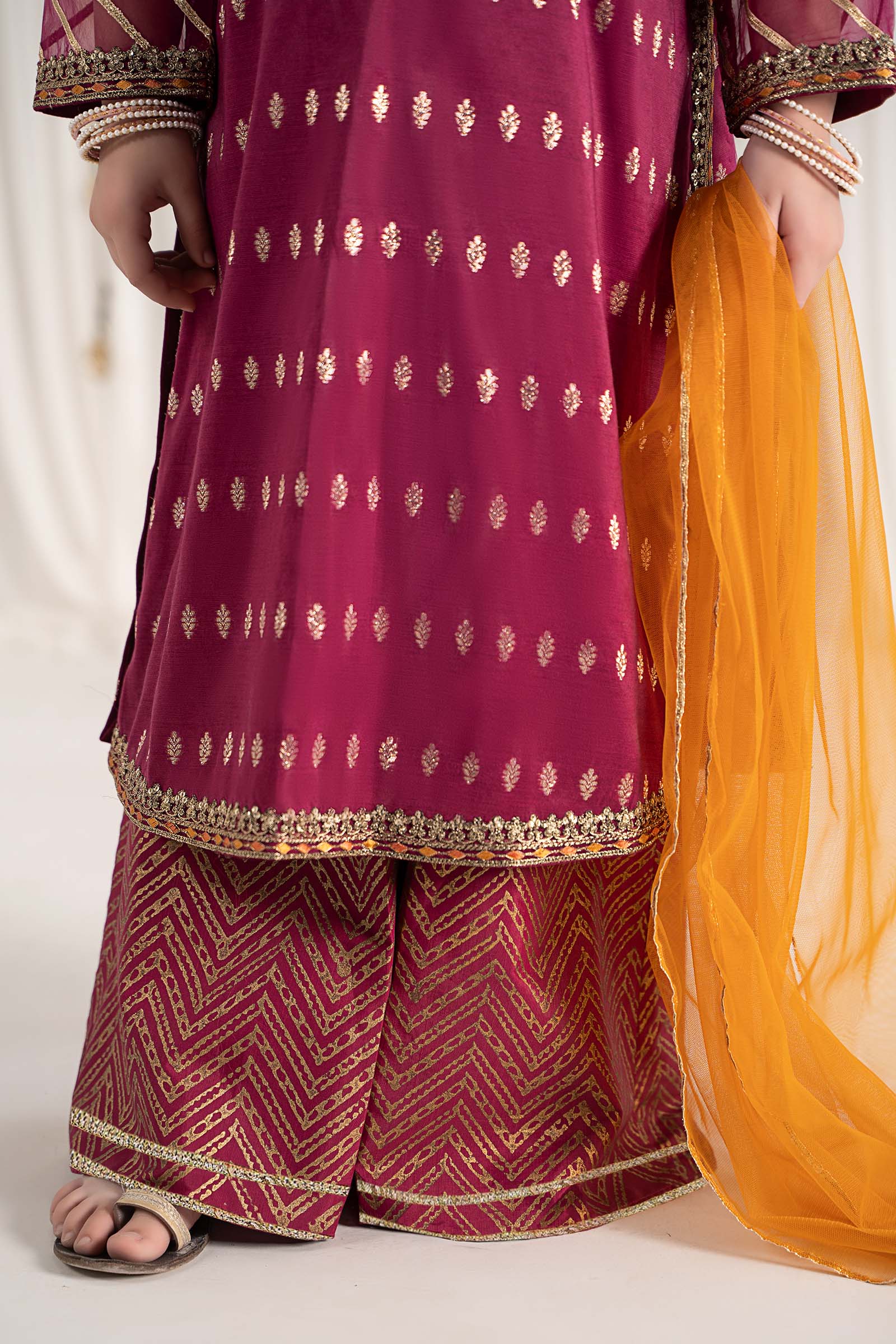 Maria B | 3 Piece Embroidered Raw Silk Suit | MKS-EF25-30 - by - Libasekhas UK - Registered Vendor of : Maria B - 100% Original Designer Dresss