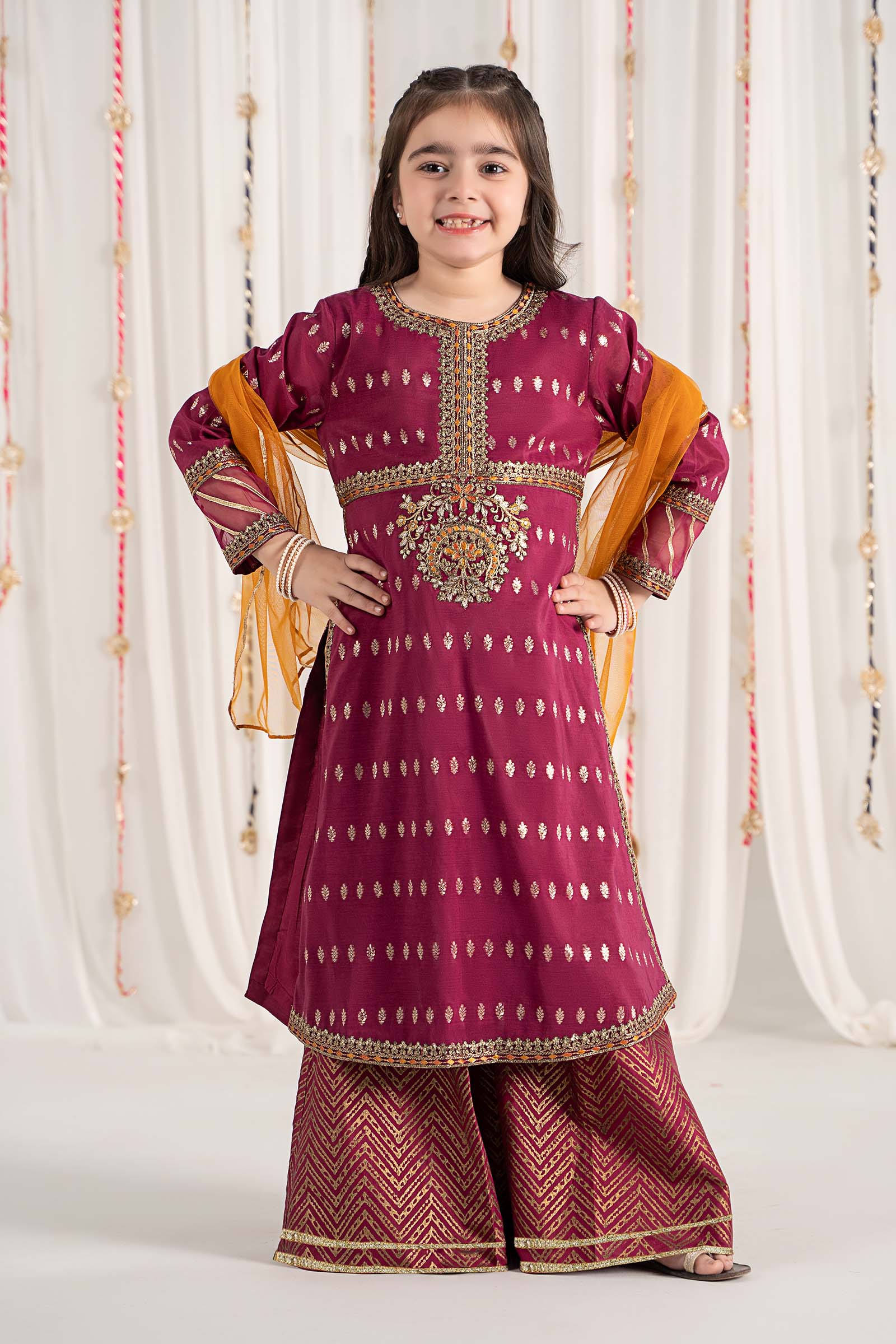 Maria B | 3 Piece Embroidered Raw Silk Suit | MKS-EF25-30 - by - Libasekhas UK - Registered Vendor of : Maria B - 100% Original Designer Dresss