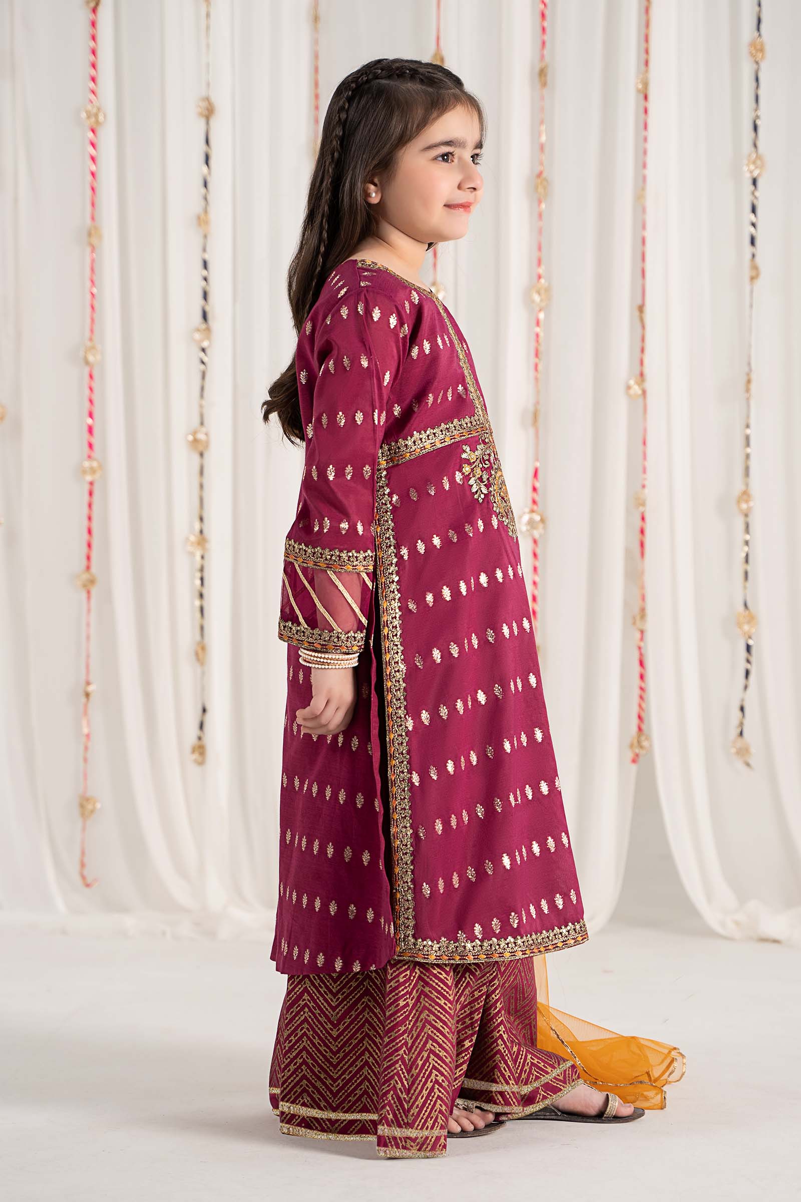 Maria B | 3 Piece Embroidered Raw Silk Suit | MKS-EF25-30 - by - Libasekhas UK - Registered Vendor of : Maria B - 100% Original Designer Dresss