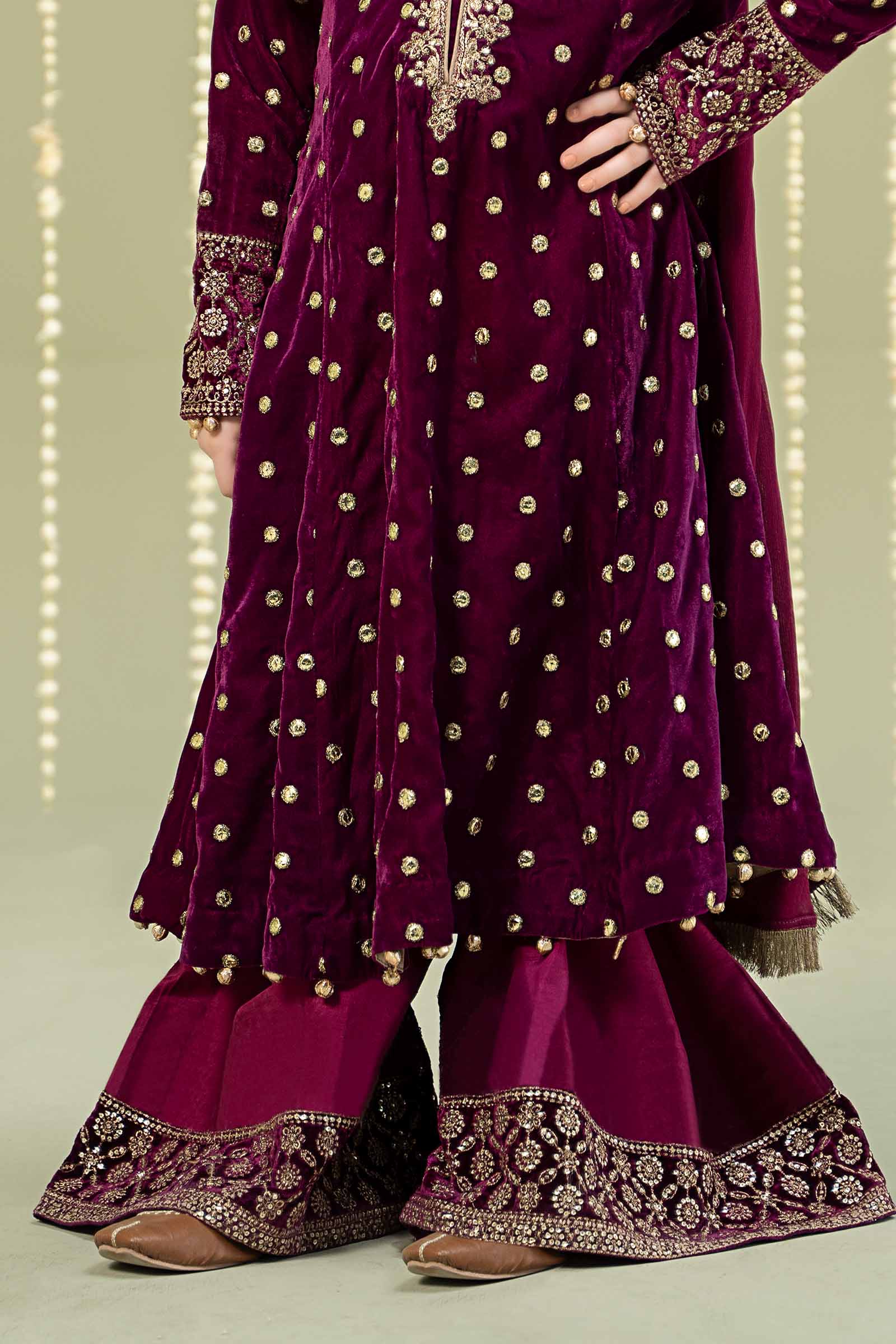 Maria B | 3 Piece Embroidered Velvet Suit | MKS-W24-38 - by - Libasekhas UK - Registered Vendor of : Maria B - 100% Original Designer Dresss