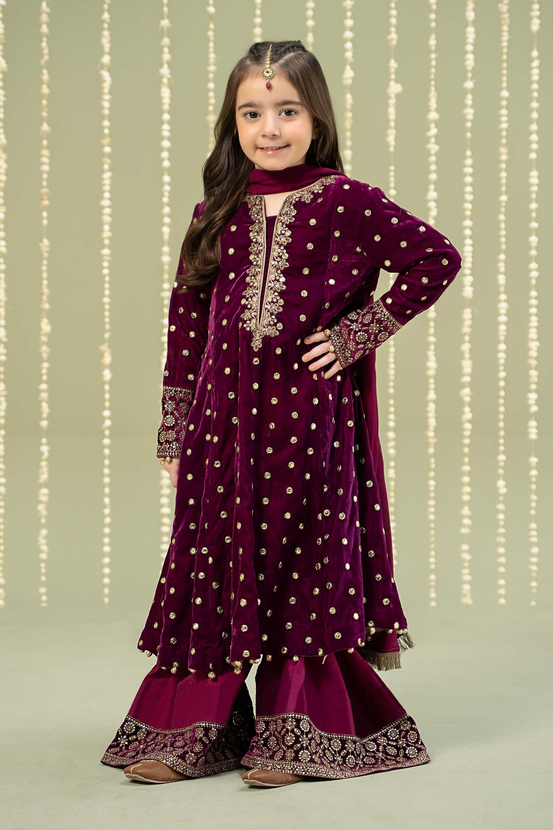 Maria B | 3 Piece Embroidered Velvet Suit | MKS-W24-38 - by - Libasekhas UK - Registered Vendor of : Maria B - 100% Original Designer Dresss