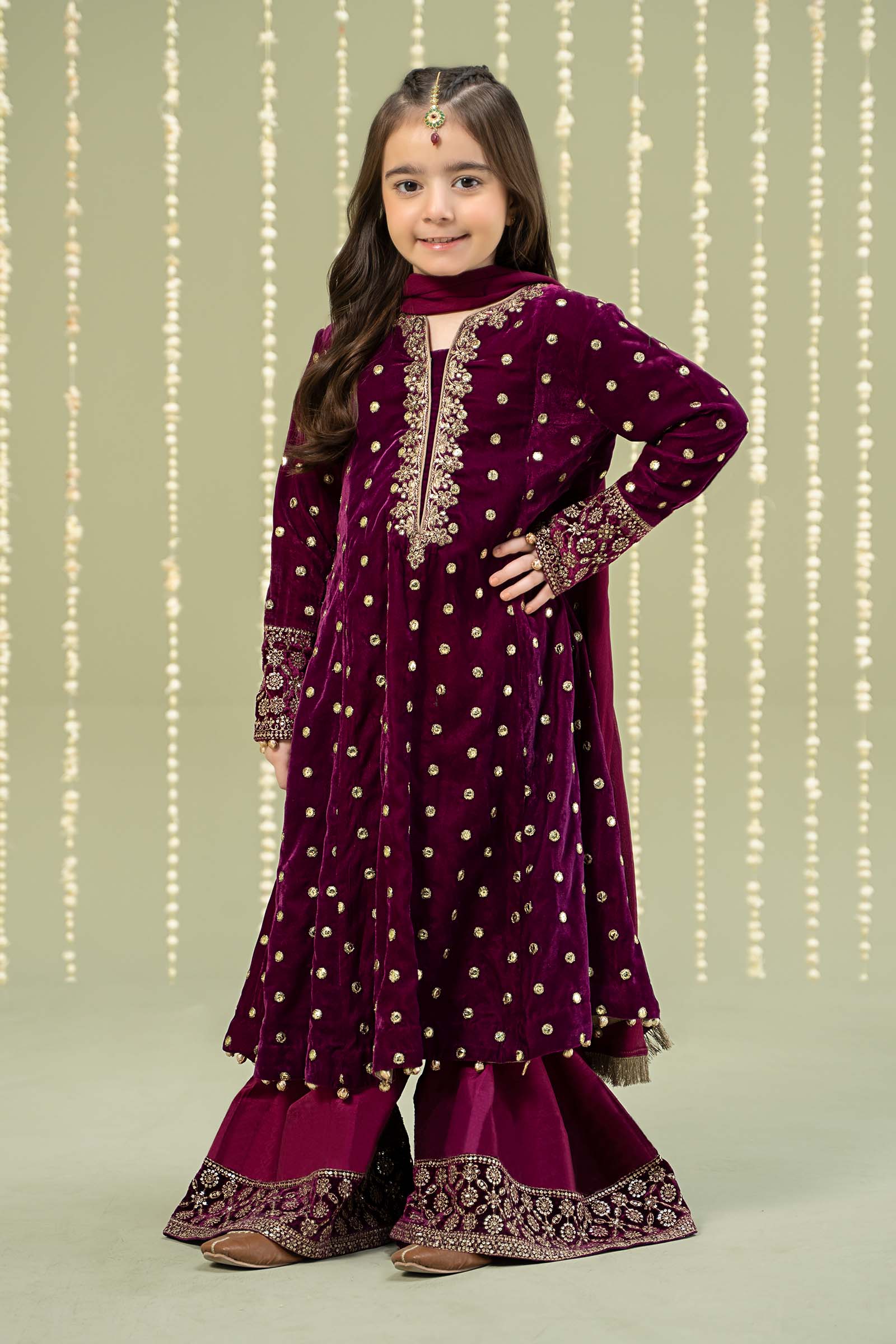 Maria B | 3 Piece Embroidered Velvet Suit | MKS-W24-38 - by - Libasekhas UK - Registered Vendor of : Maria B - 100% Original Designer Dresss