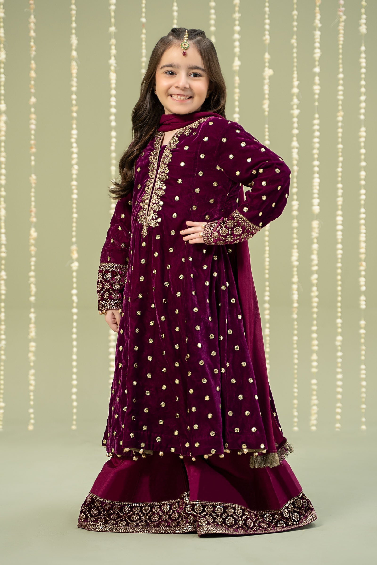 Maria B | 3 Piece Embroidered Velvet Suit | MKS-W24-38 - by - Libasekhas UK - Registered Vendor of : Maria B - 100% Original Designer Dresss