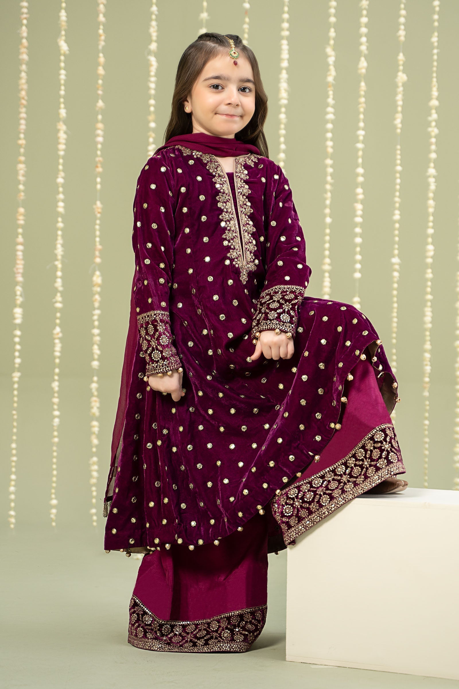 Maria B | 3 Piece Embroidered Velvet Suit | MKS-W24-38 - by - Libasekhas UK - Registered Vendor of : Maria B - 100% Original Designer Dresss
