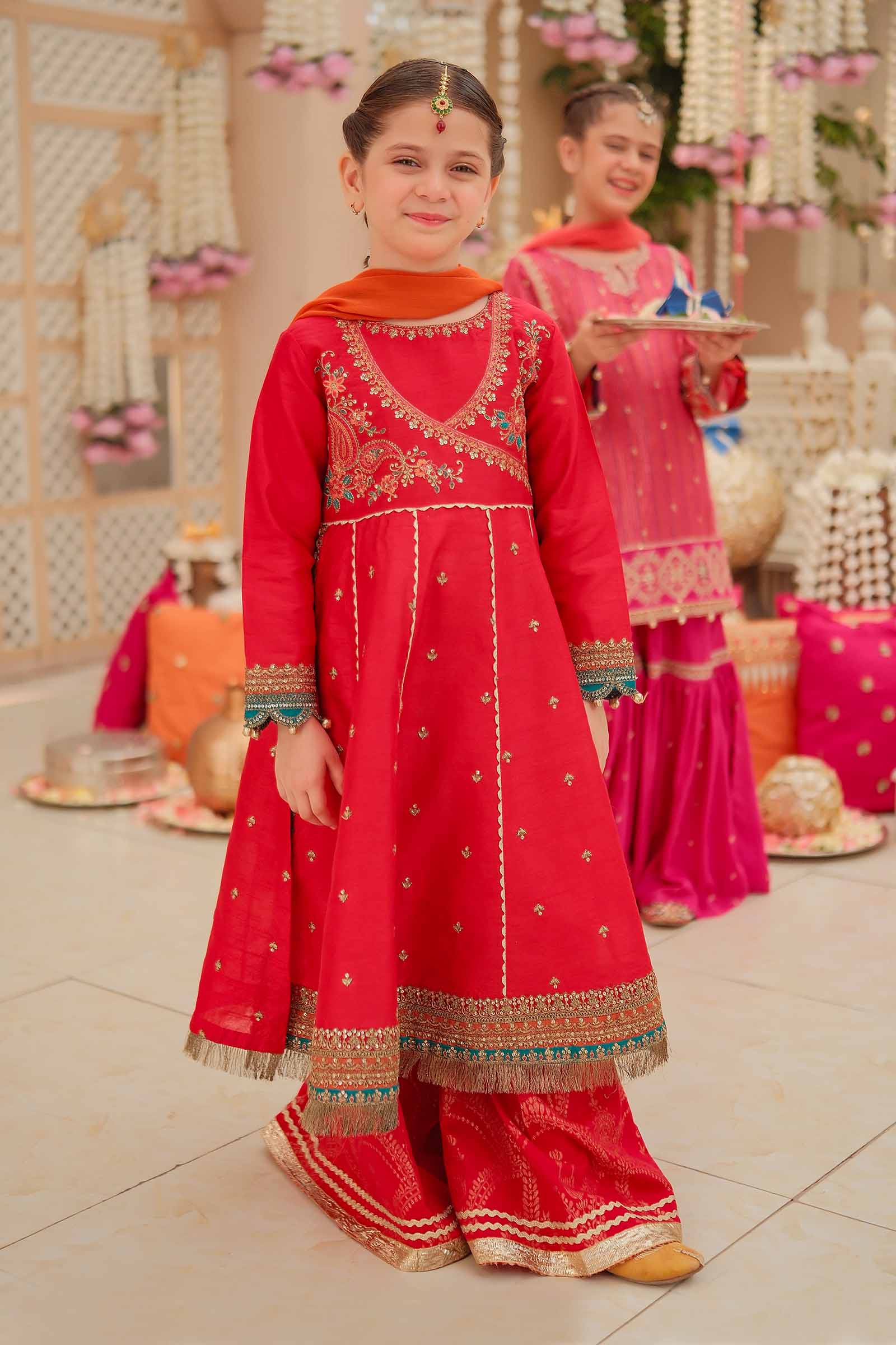 Maria B | 3 Piece Embroidered Raw Silk Suit | MKS-W24-02 - by - Libasekhas UK - Registered Vendor of : Maria B - 100% Original Designer Dresss